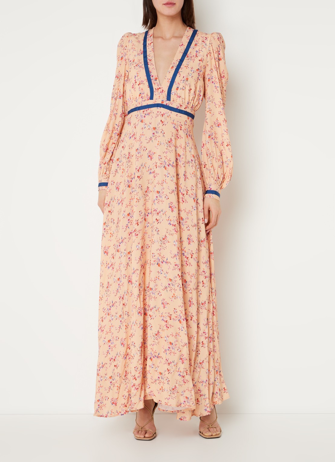 Silvian Heach Maxi jurk met bloemenprint en V-hals - voorkant 4 zalmroze
