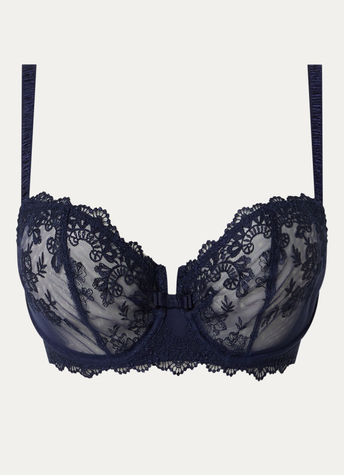 Simone Pérèle Balconette bh van kant met mesh - voorkant donkerblauw