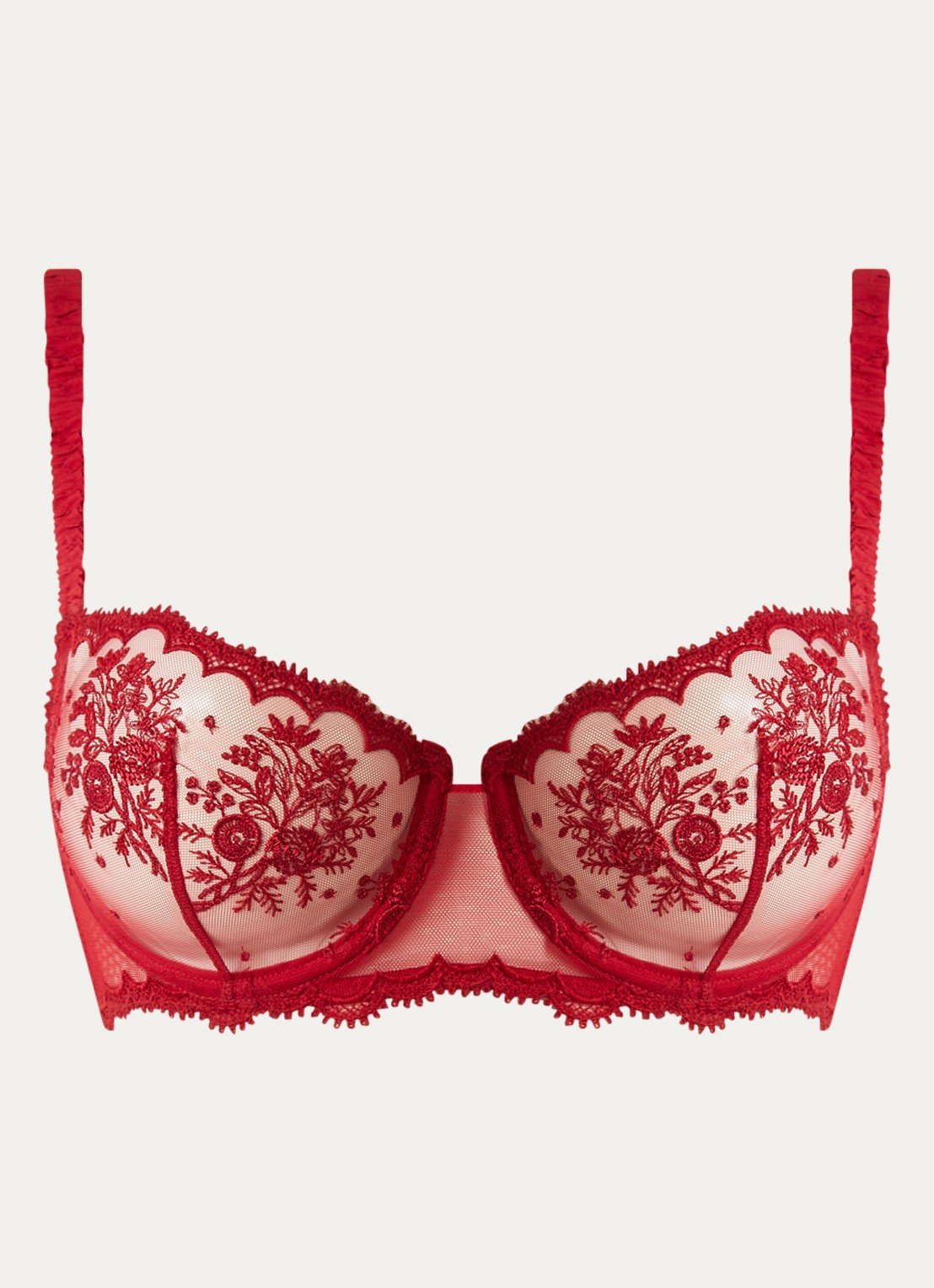 Simone Pérèle Corbeilla balconette bh van mesh - voorkant rood