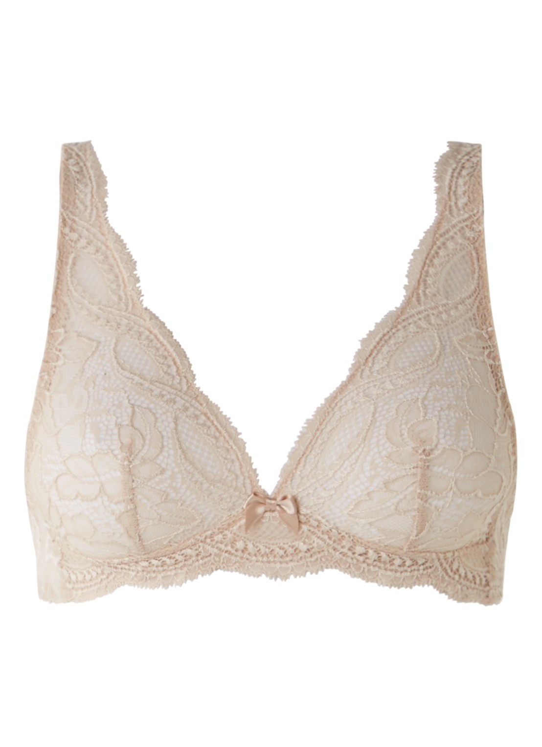 Simone Pérèle Eden Chic bralette van kant - voorkant beige