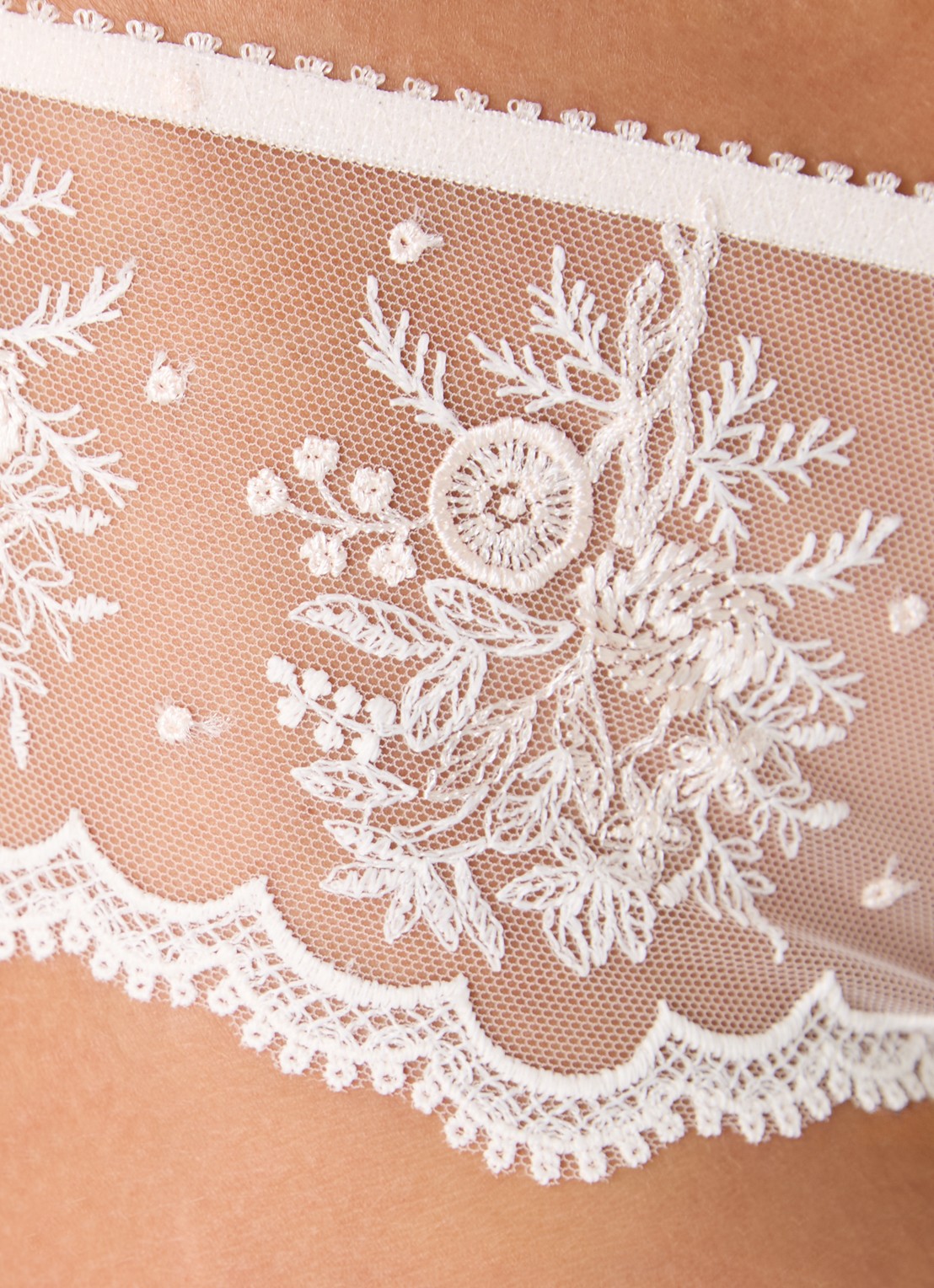 Simone Pérèle Intrigue shorty van mesh met borduring - detail 5 lichtroze