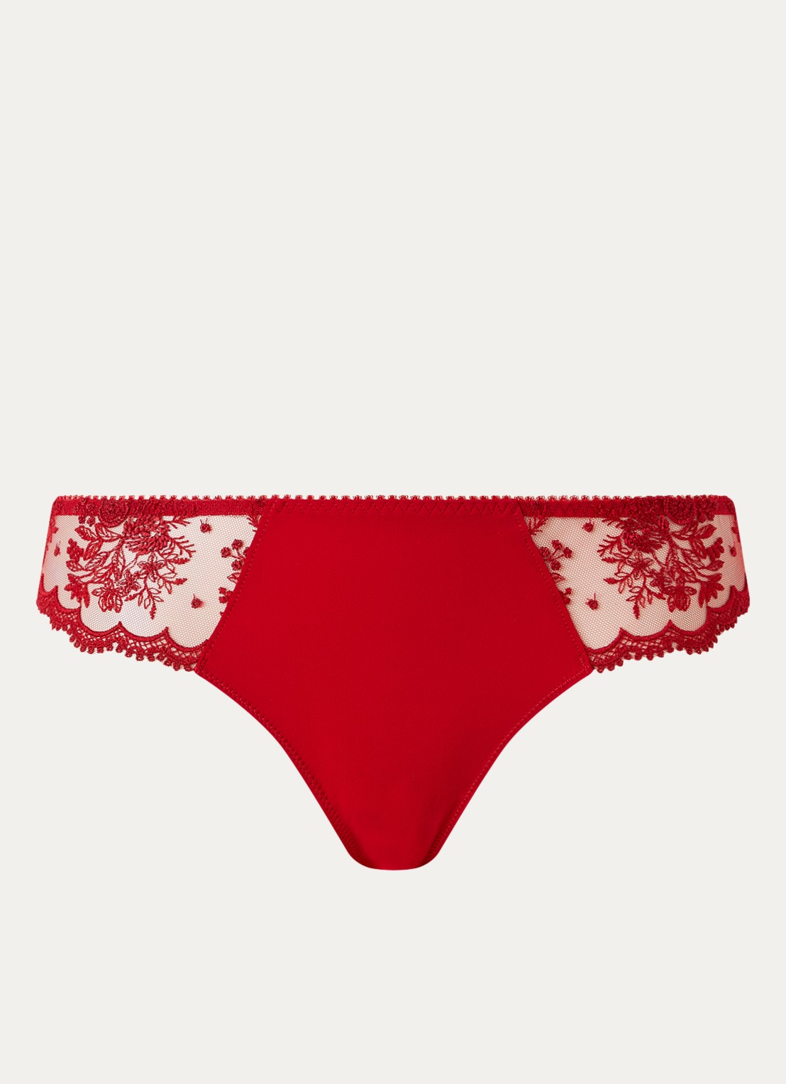 Simone Pérèle Intrigue slip met mesh - voorkant rood