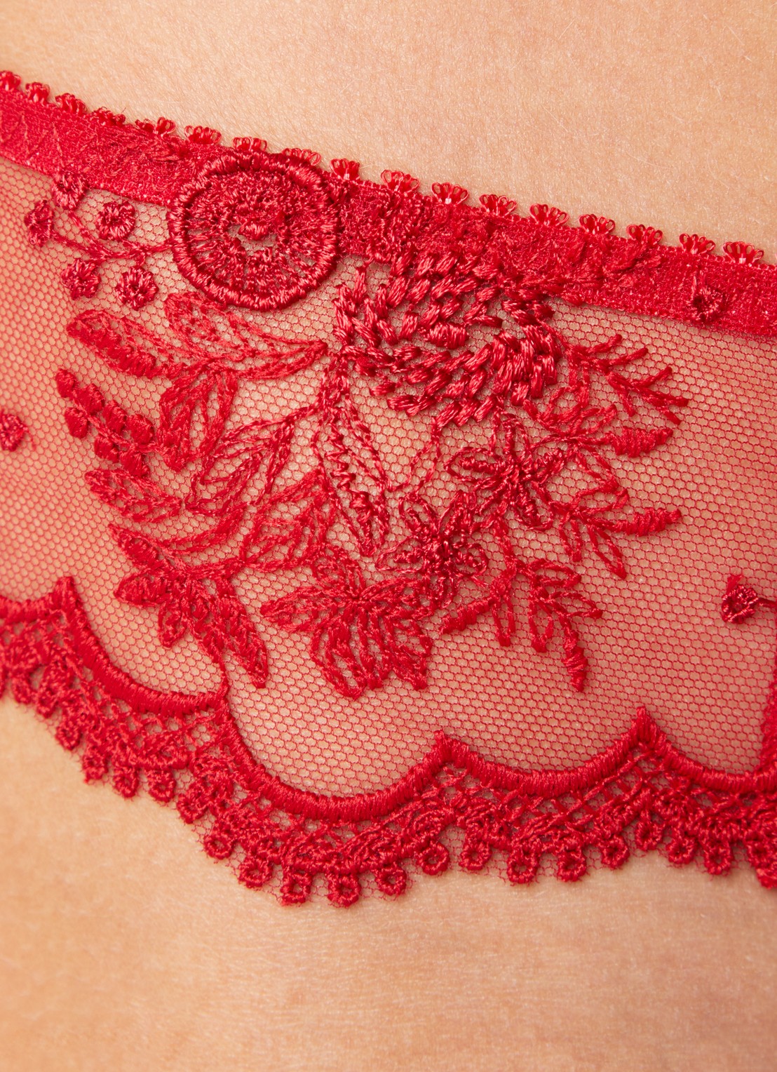 Simone Pérèle Intrigue string van mesh - detail 2 rood