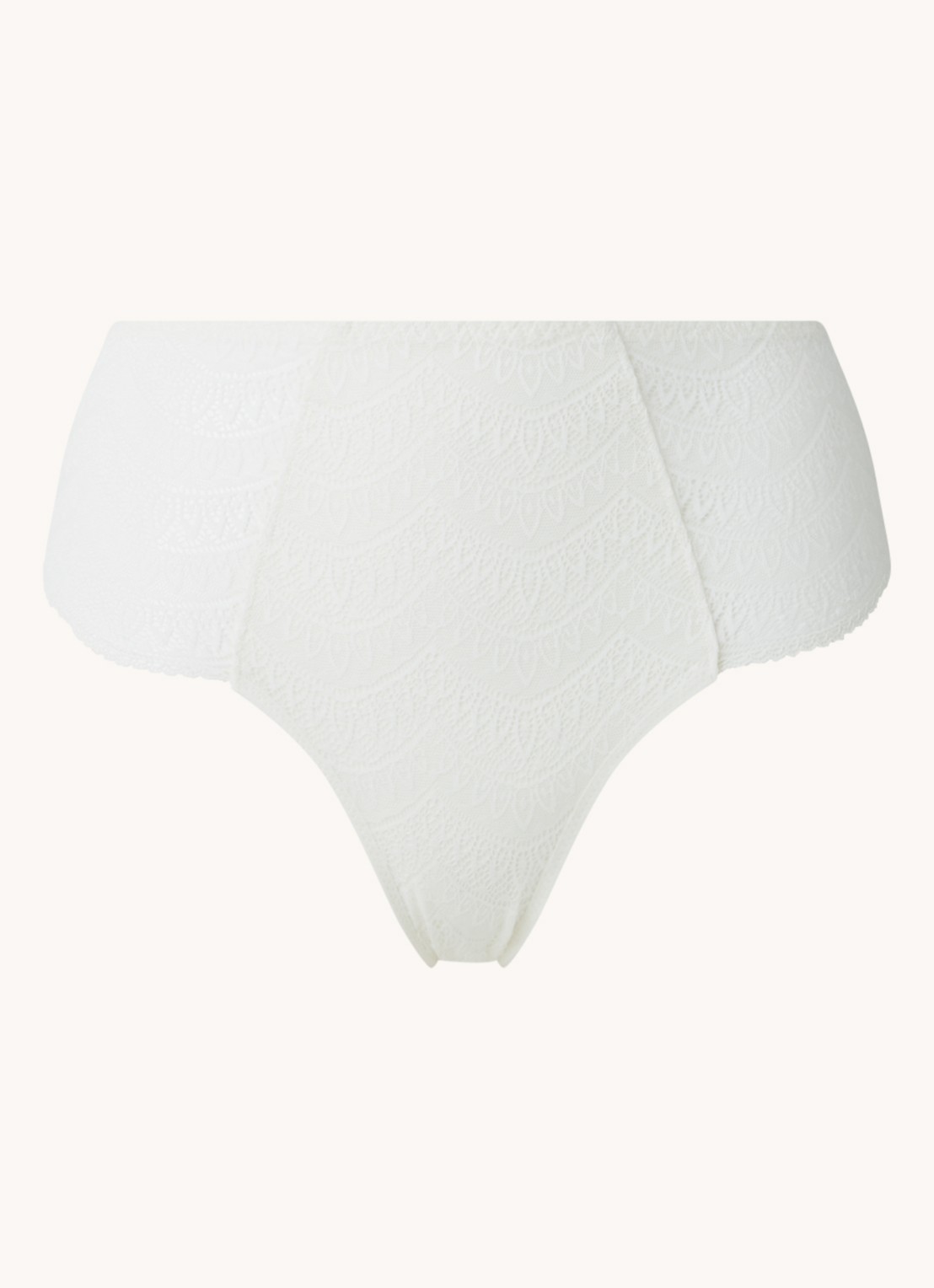 Simone Pérèle Karma high waisted slip van kant - voorkant 3 gebroken wit