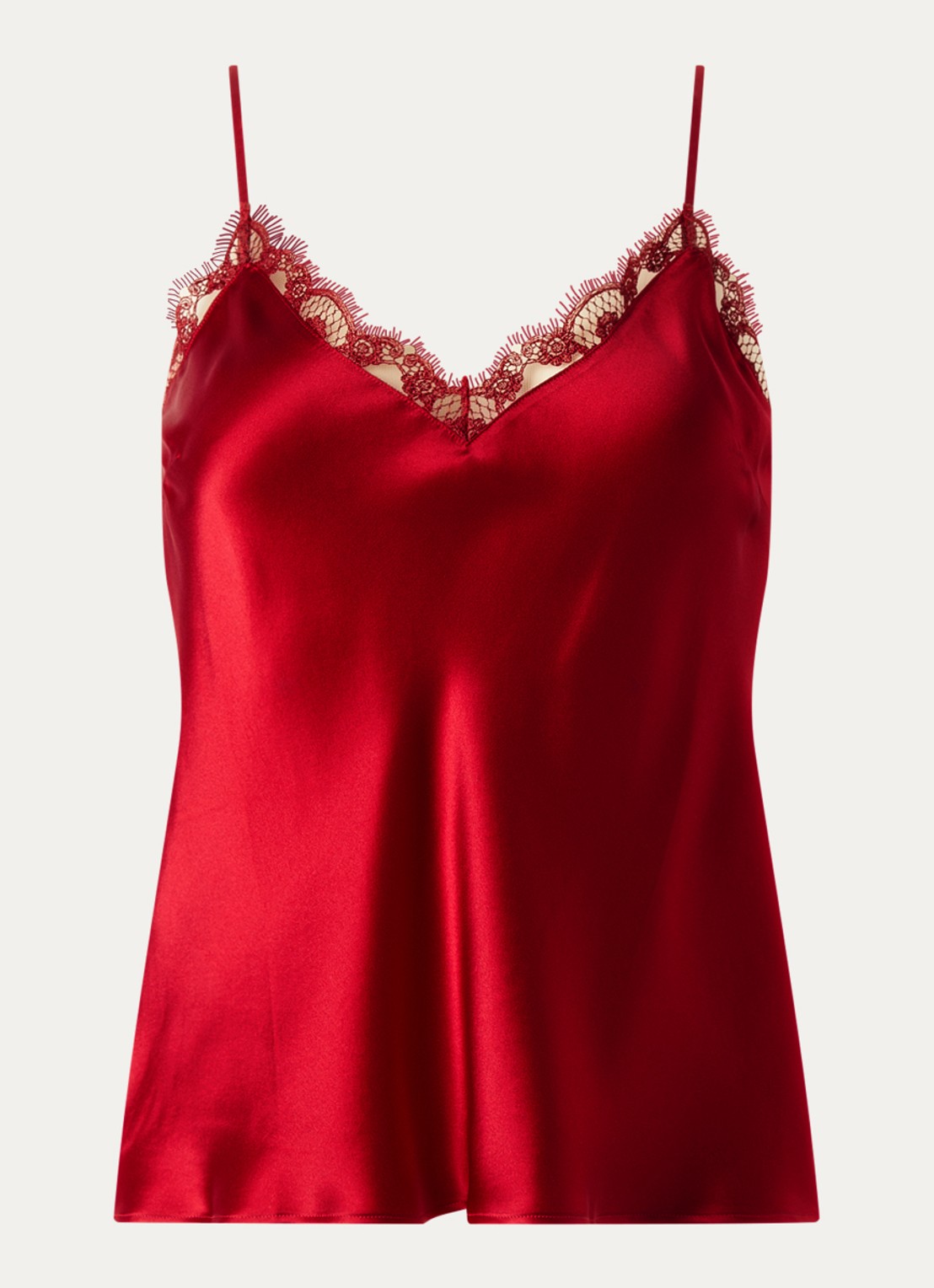 Simone Pérèle Love Me pyjamatop van zijde - voorkant rood