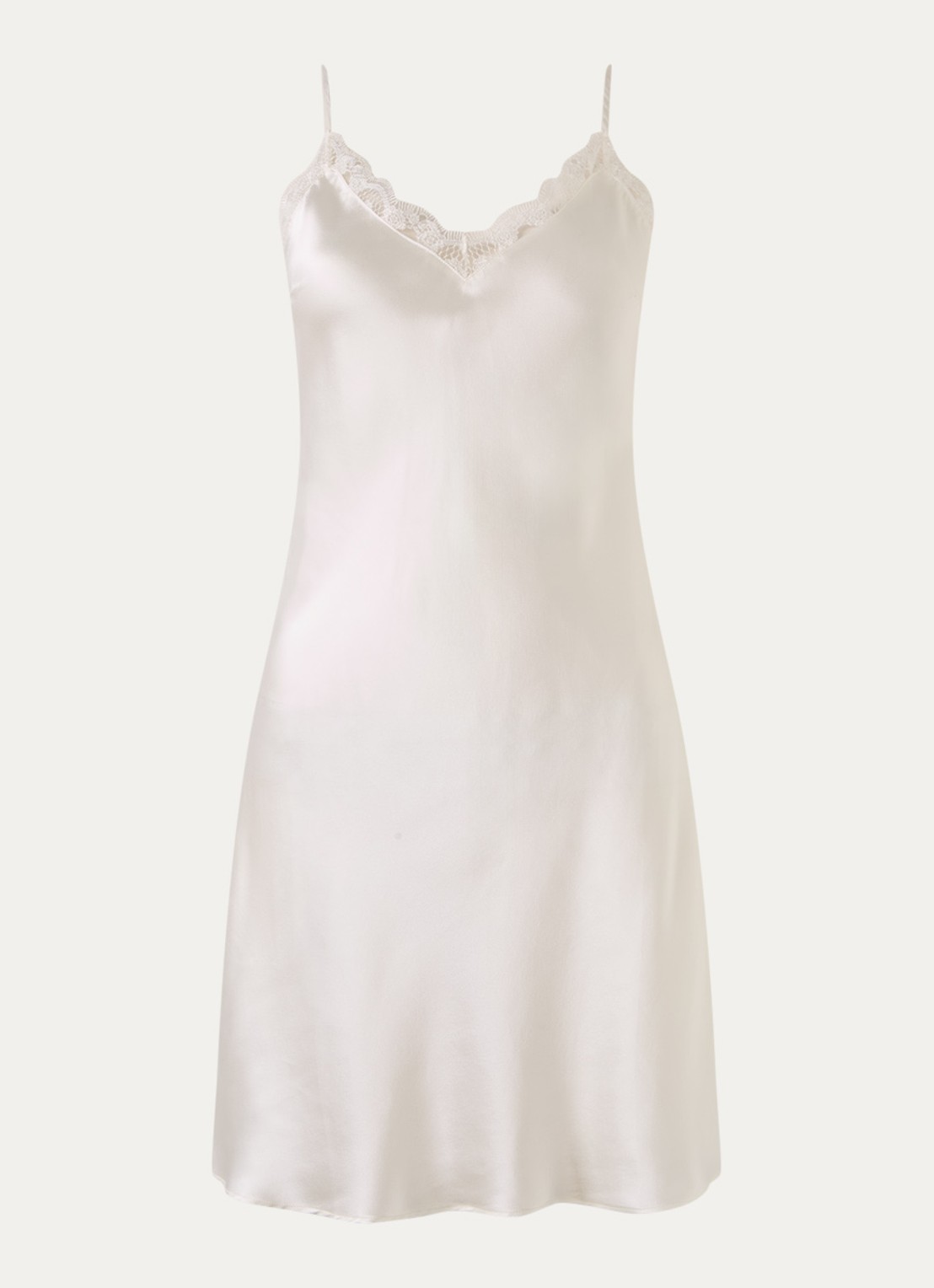 Simone Pérèle Love Me slipdress in zijdeblend met kant - voorkant 3 creme