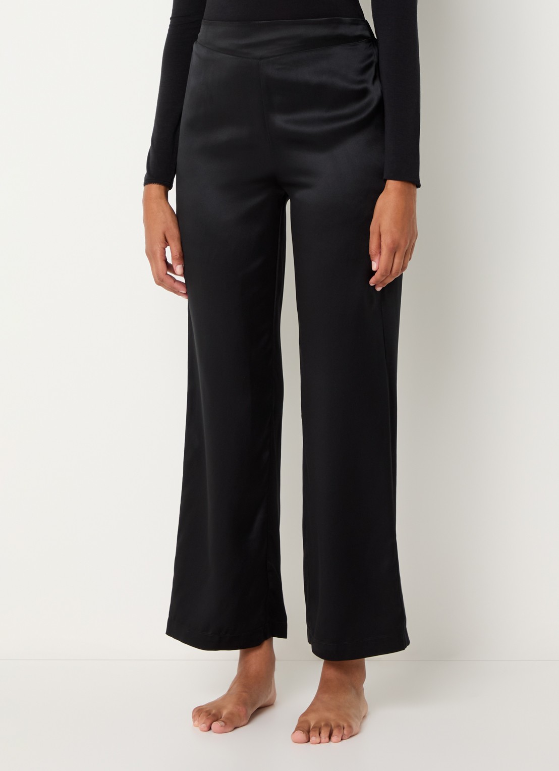 Simone Pérèle Love Me straight fit pyjamabroek van zijde - detail 4 zwart