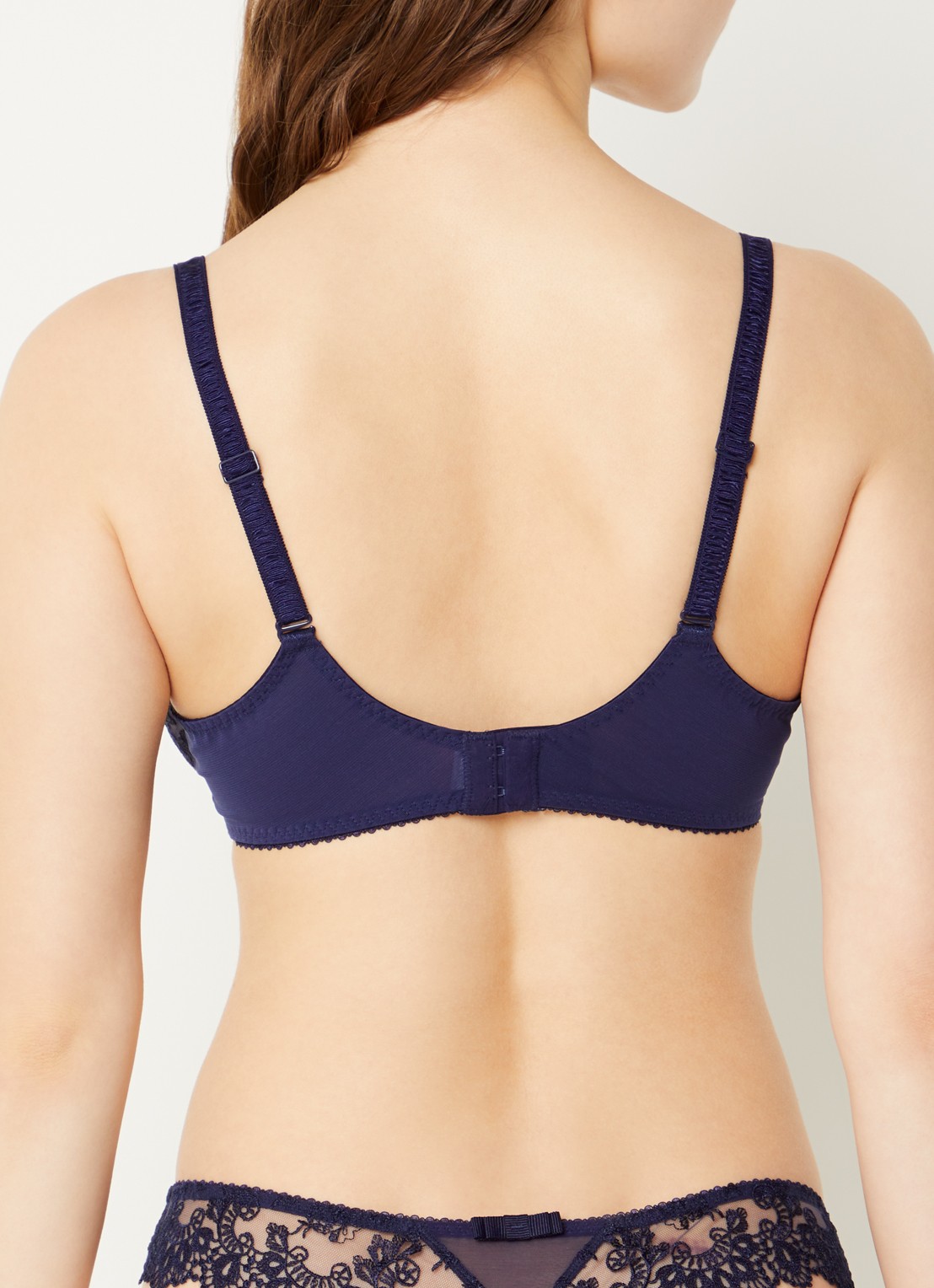 Simone Pérèle Passion plunge beugel bh van mesh met kant - achterkant donkerblauw