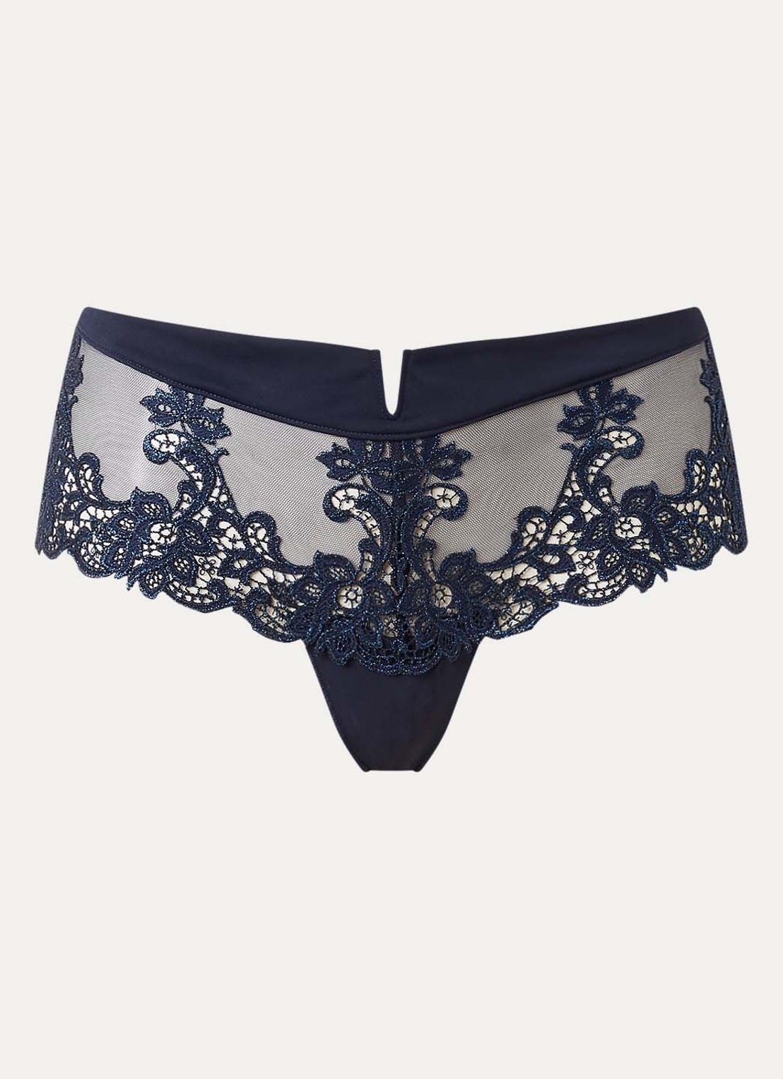 Simone Pérèle Saga slip met kant en mesh  - voorkant 3 donkerblauw