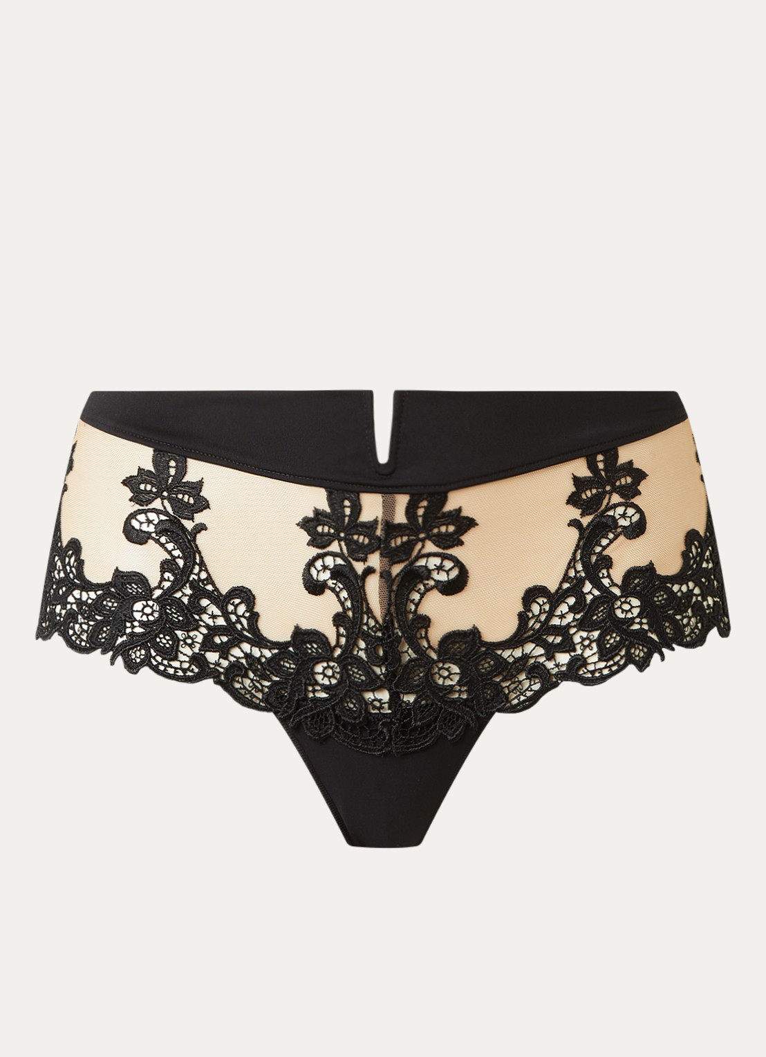 Simone Pérèle Saga slip van mesh met broderie - voorkant zwart