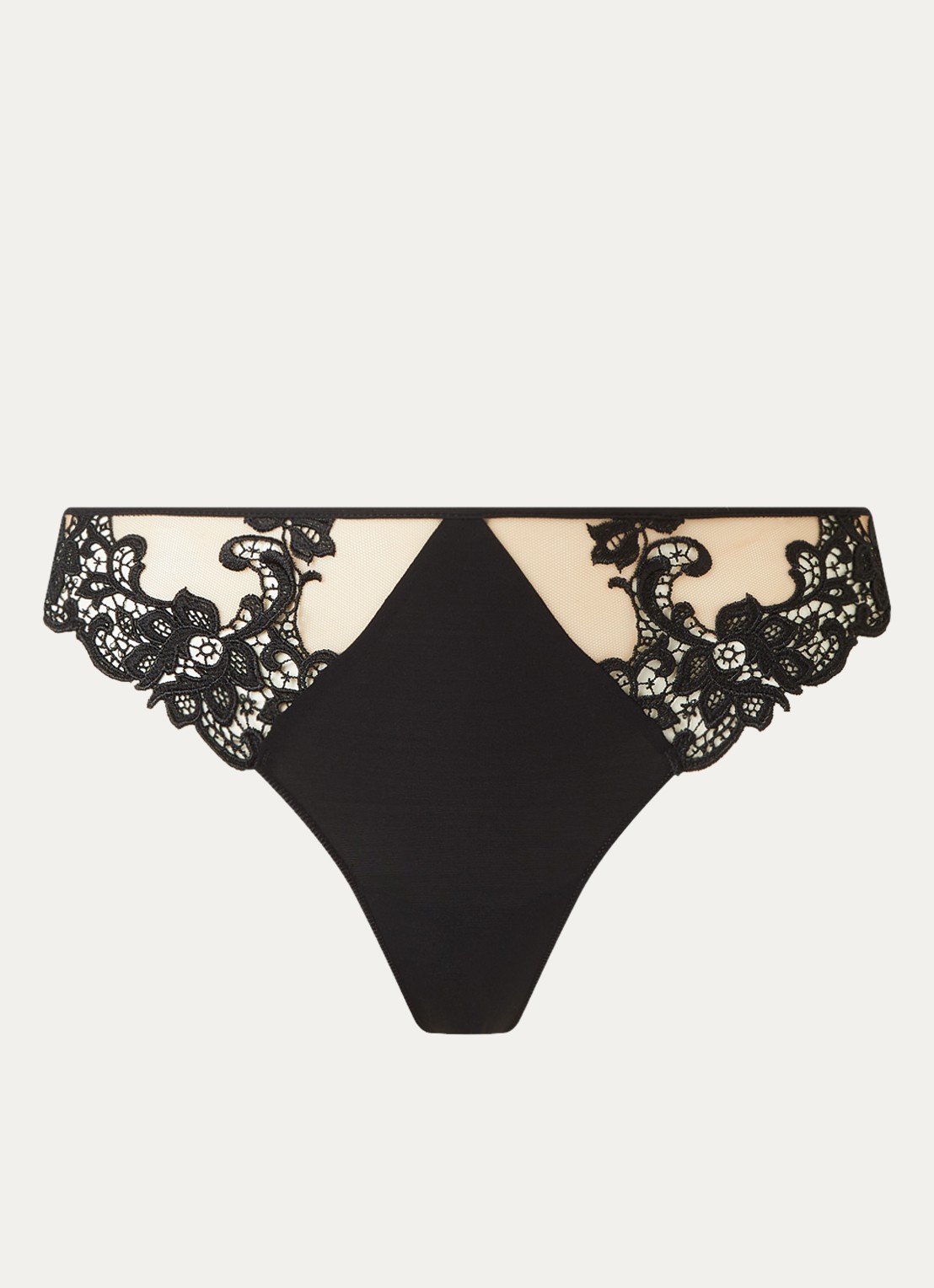 Simone Pérèle Saga string met mesh - voorkant zwart