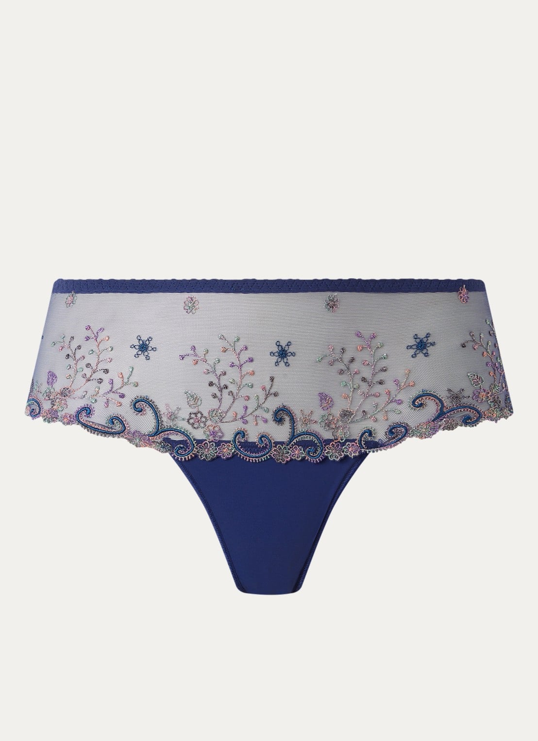 Simone Pérèle Tanga met borduring - voorkant royalblauw