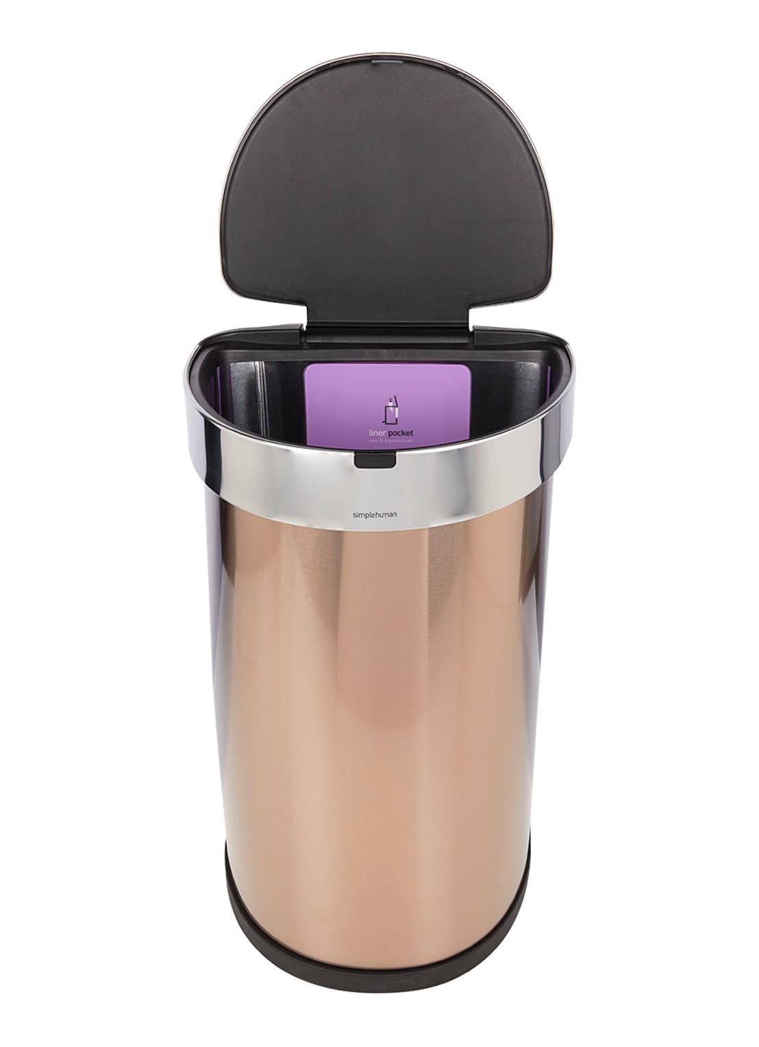 Simplehuman Semi Round sensor prullenbak 45 liter - detail 2 roségoud