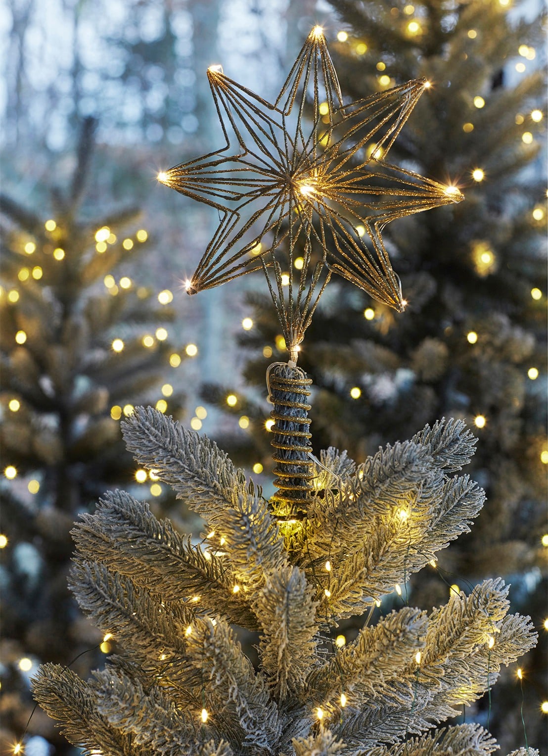 Sirius Chloe piek met LED verlichting 32 cm - detail goud