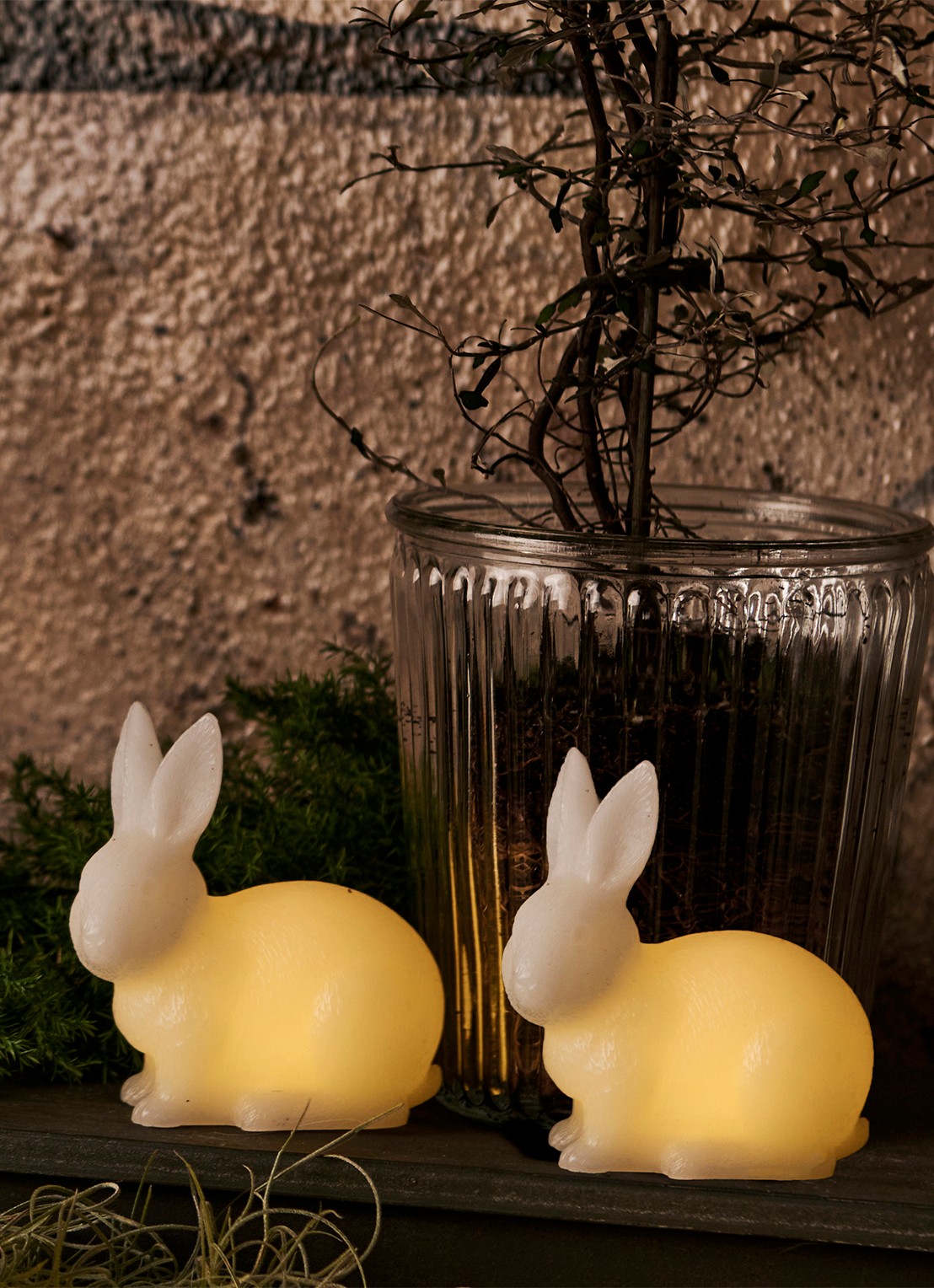 Sirius Elin Rabbit lichtfiguur met LED verlichting 10,5 cm set van 2 - voorkant 5 gebroken wit
