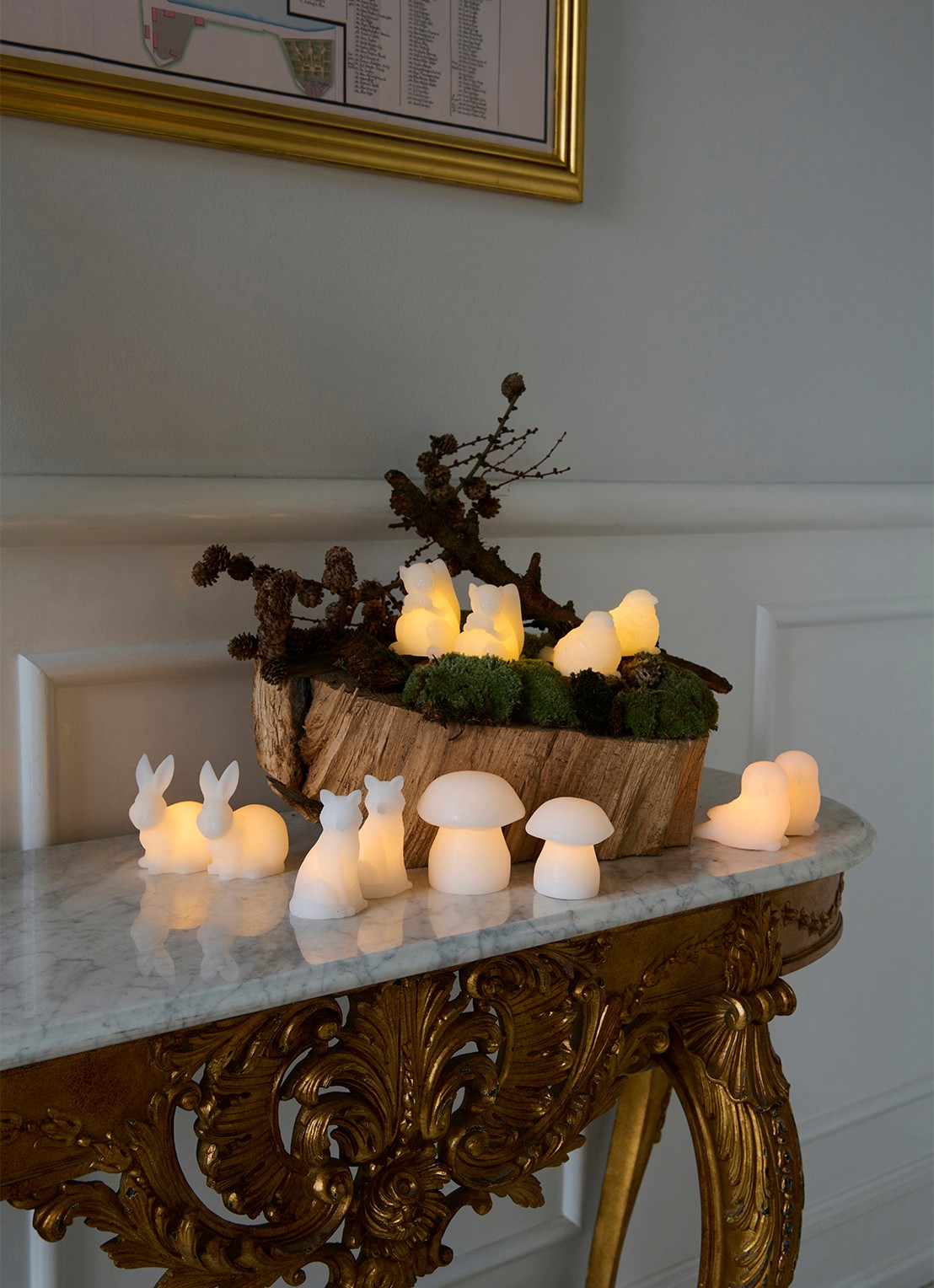 Sirius Evelyn Squirrel lichtfiguur met LED verlichting 9 cm set van 2 - detail gebroken wit