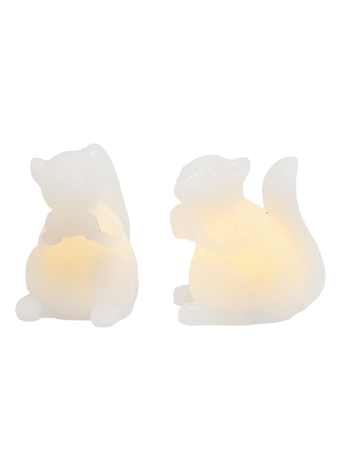 Sirius Evelyn Squirrel lichtfiguur met LED verlichting 9 cm set van 2 - voorkant 5 gebroken wit