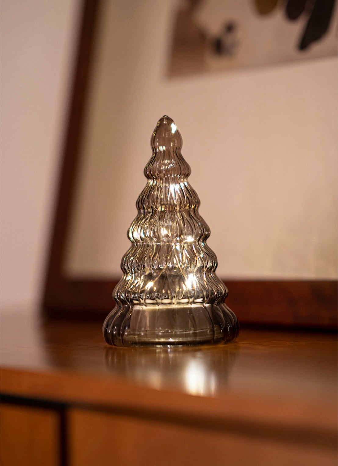 Sirius Lucy Tree kerstornament met LED verlichting 16,5 cm - detail bruin