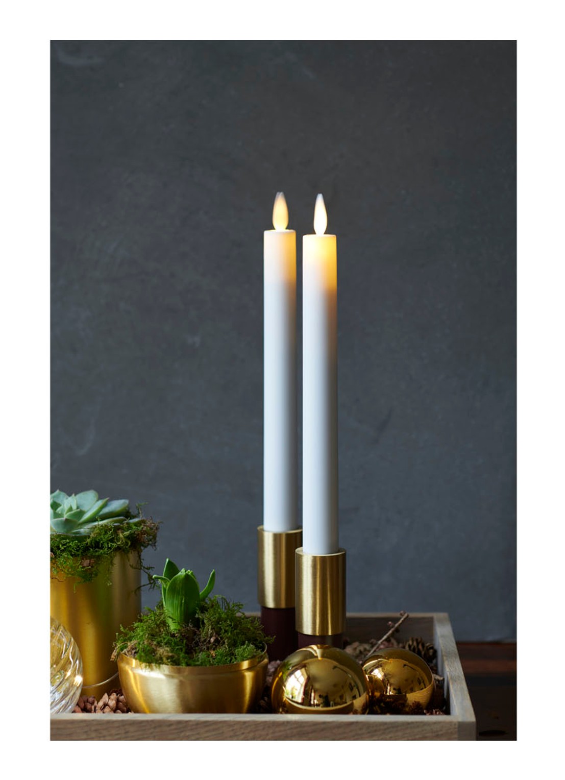 Sirius Sara tall LED-kaars 25 cm set van 2 - voorkant 2 wit
