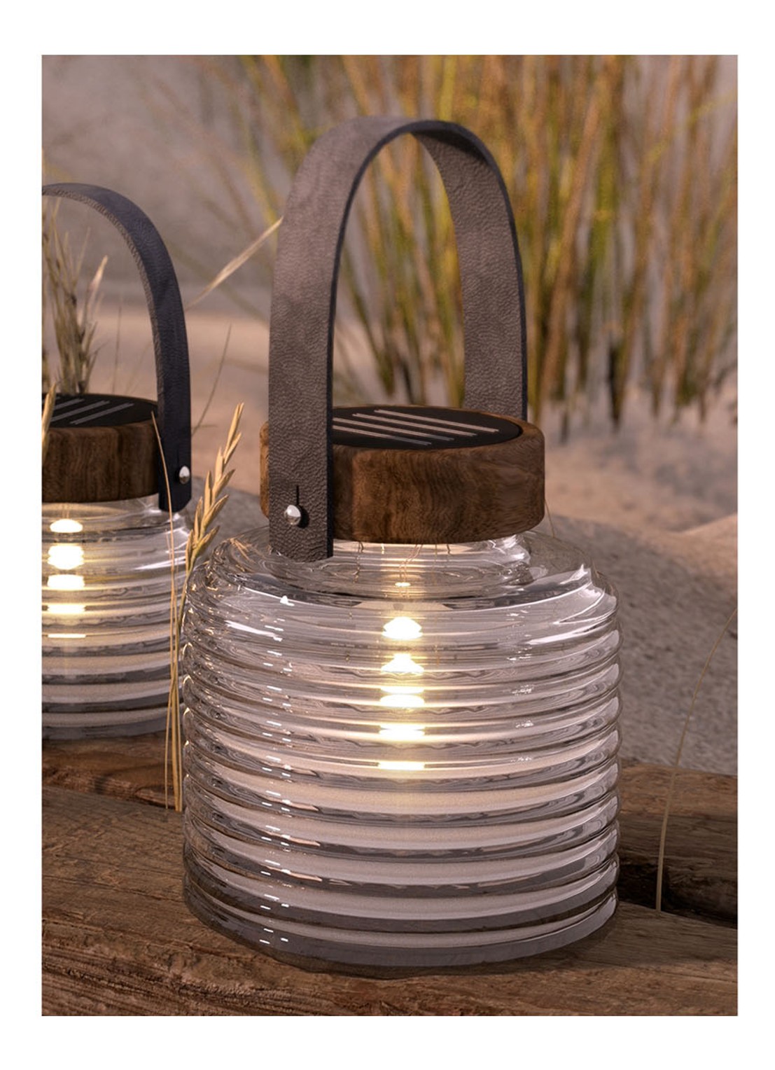 Sirius Sirius Aston Solar Jar LED-lantaarn met zonnepaneel - voorkant 2 bruin