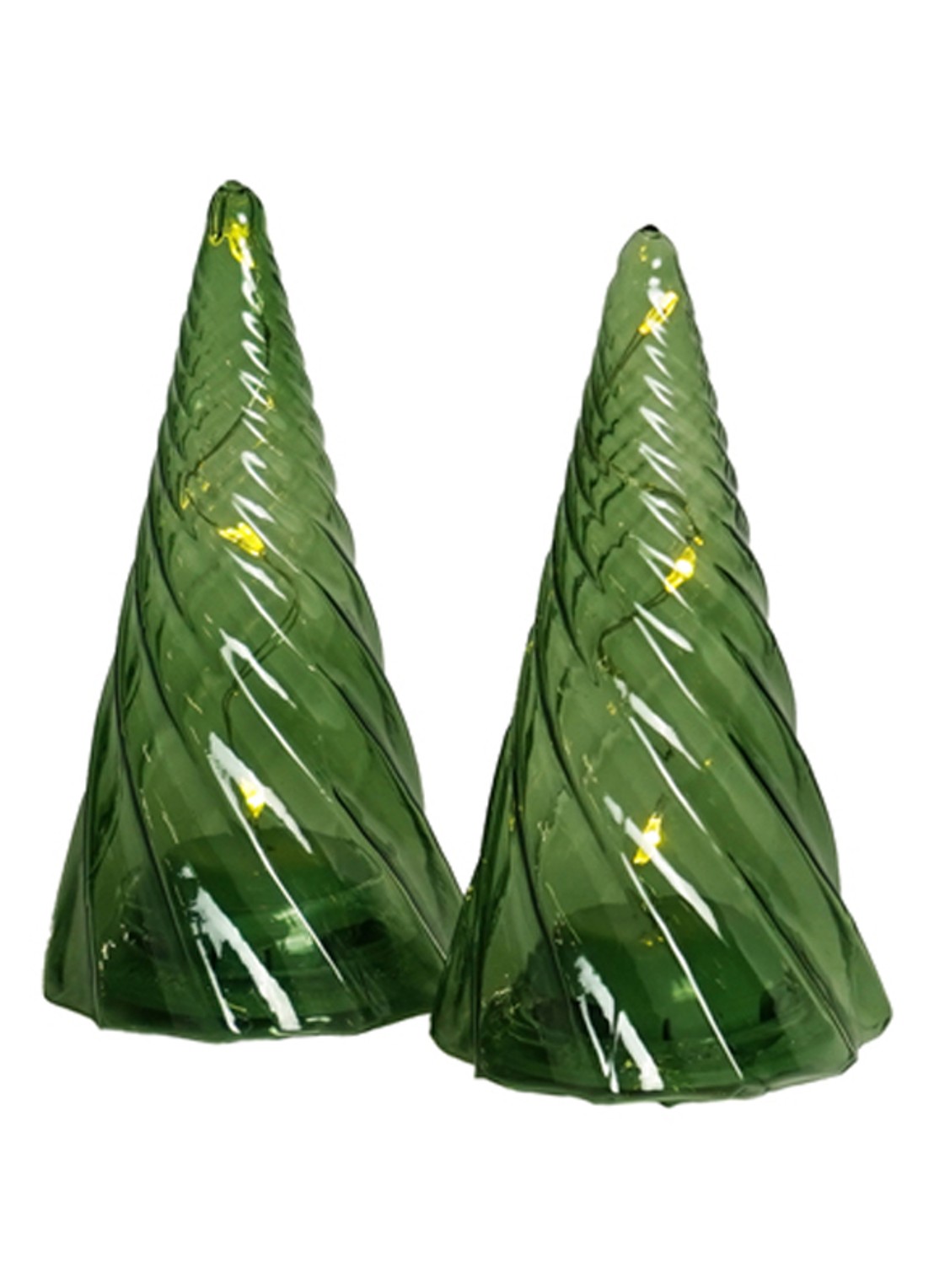 Sirius Vilma kerstornament met LED verlichting 11 cm set van 2 - voorkant groen