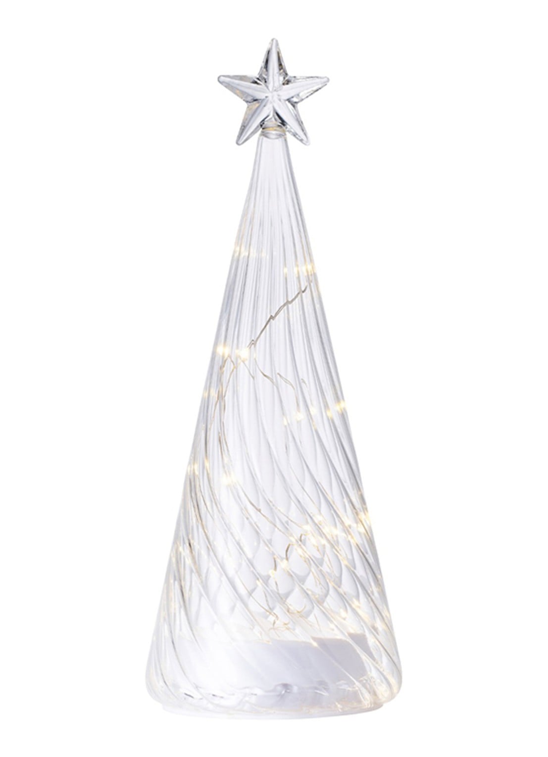 Sirius Wave Tree kerstornament met LED verlichting 22 cm - voorkant transparant