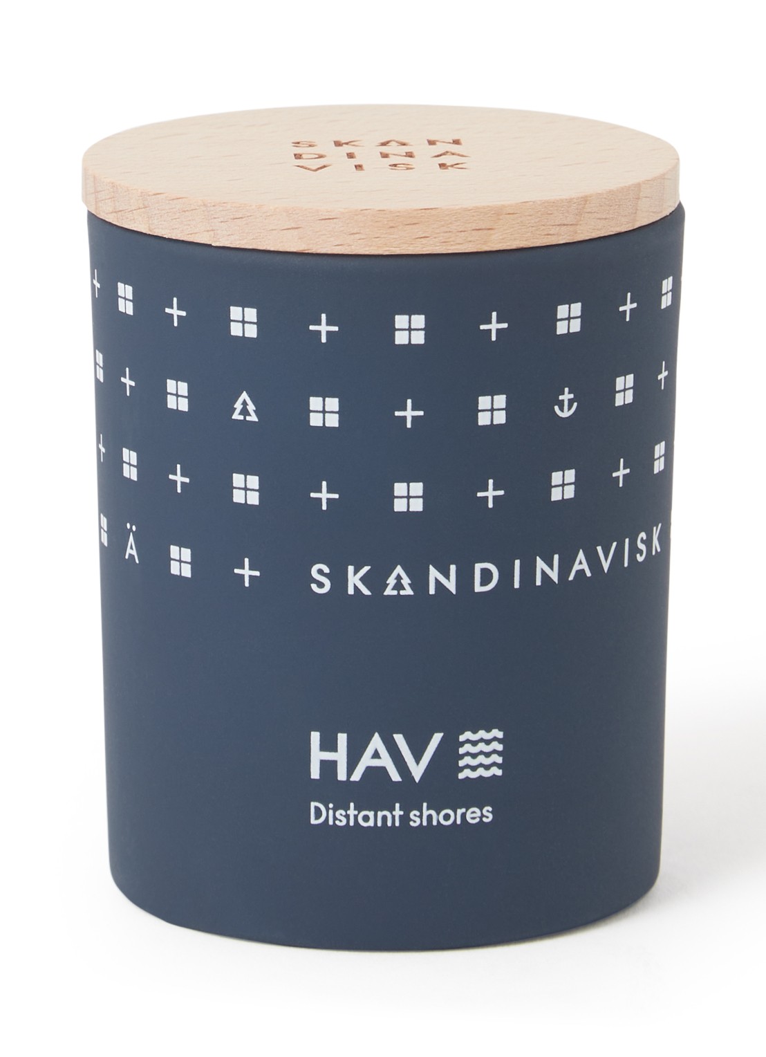Skandinavisk Hav geurkaars 65 gram - voorkant donkerblauw