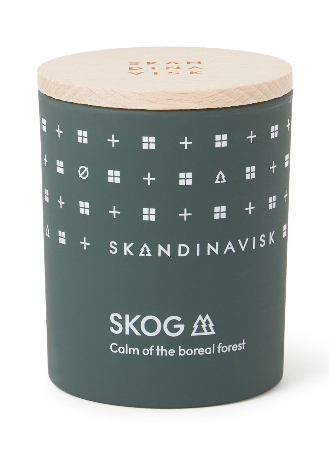 Skandinavisk SKOG geurkaars 65 gram - voorkant donkergroen