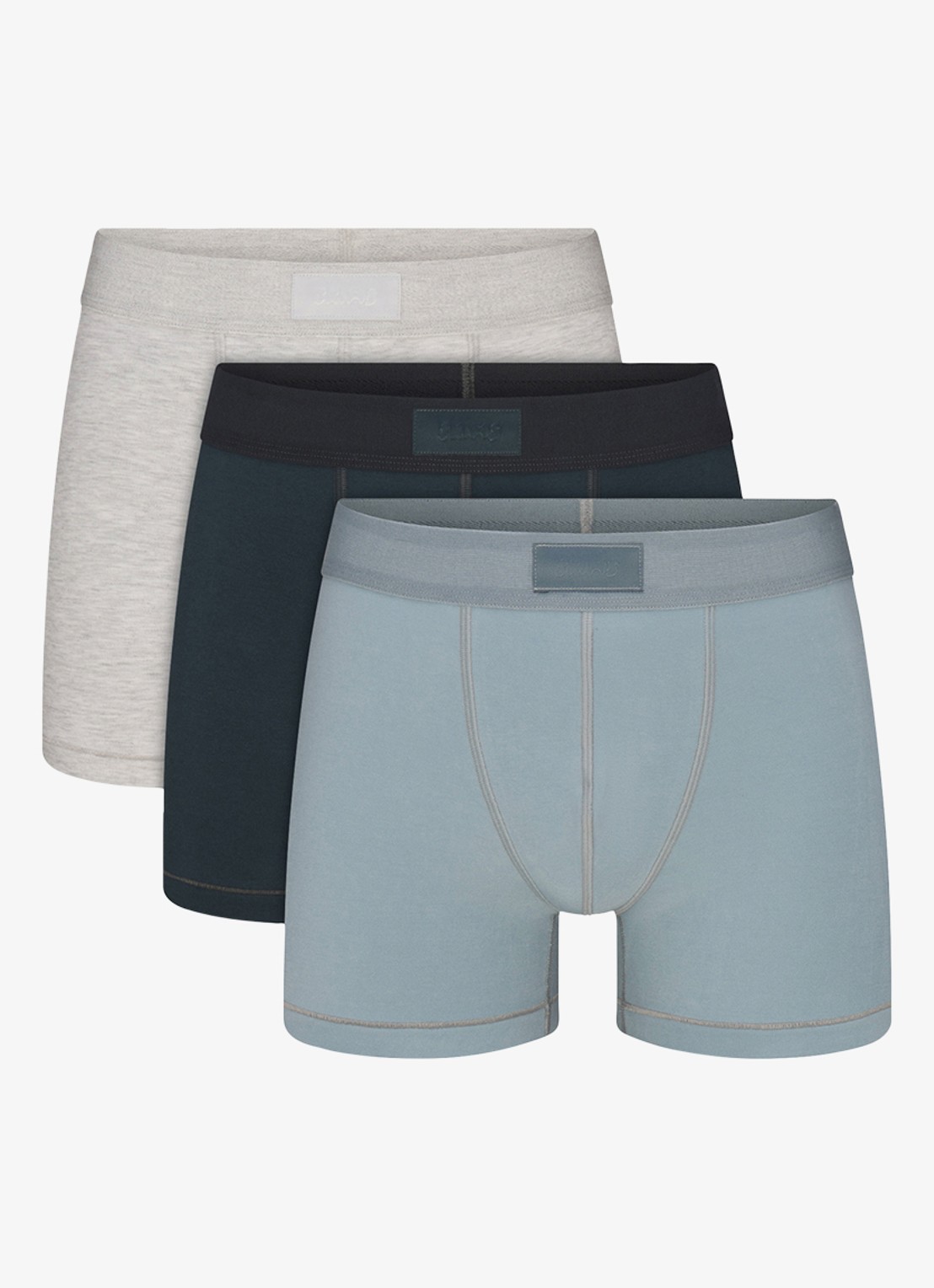 SKIMS Boxershort met logoband in 3-pack - voorkant 4 blauwgrijs