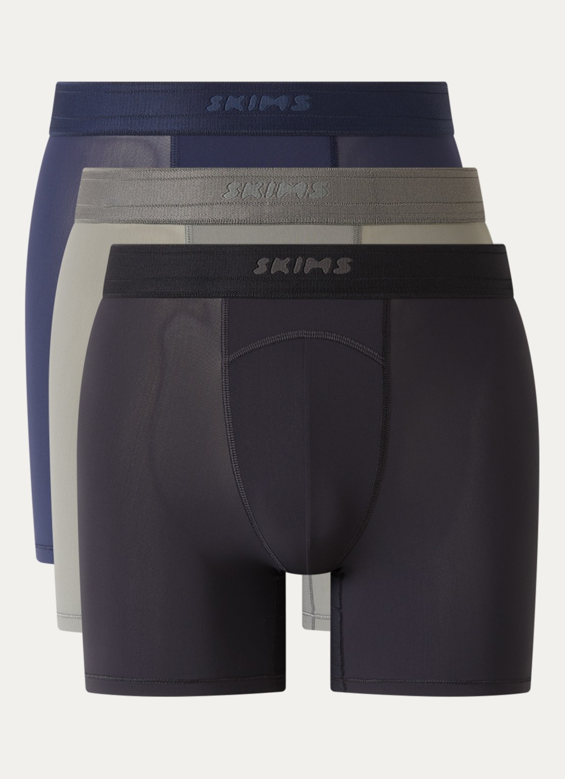 SKIMS Boxershort met logoband in 3-pack - voorkant grijs