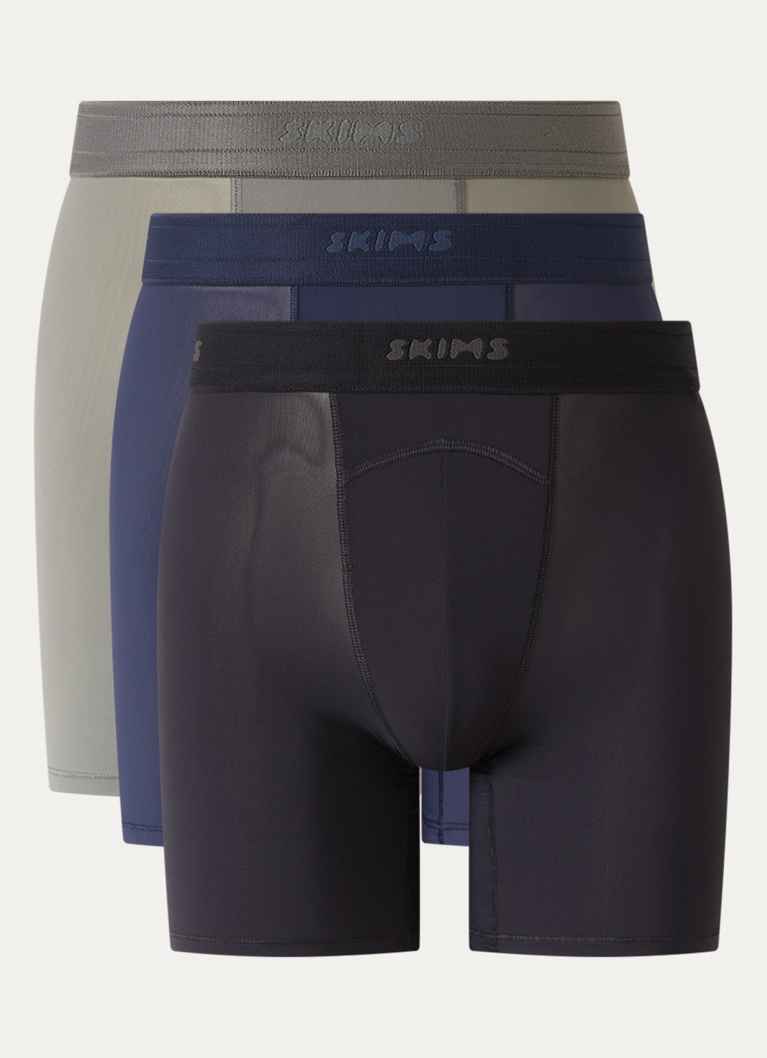 SKIMS Boxershorts met logoband in 3-pack - voorkant zwart