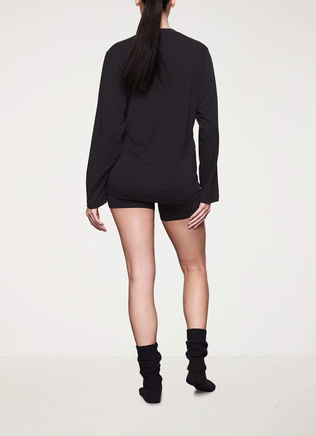 SKIMS Boyfriend oversized loungetop met stretch - achterkant 4 zwart