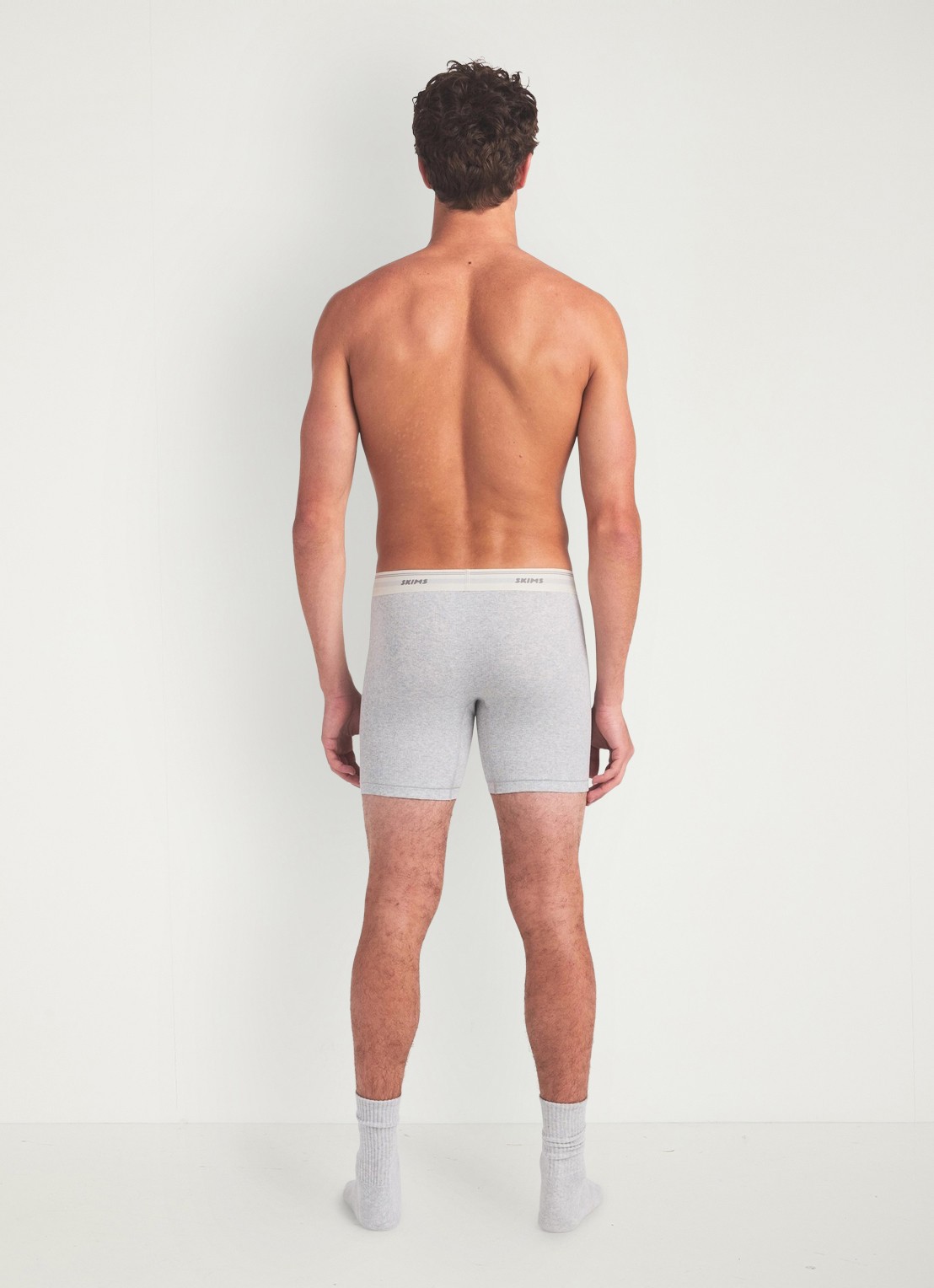 SKIMS Classic Cotton 5" boxershort met logoband - achterkant 5 grijs
