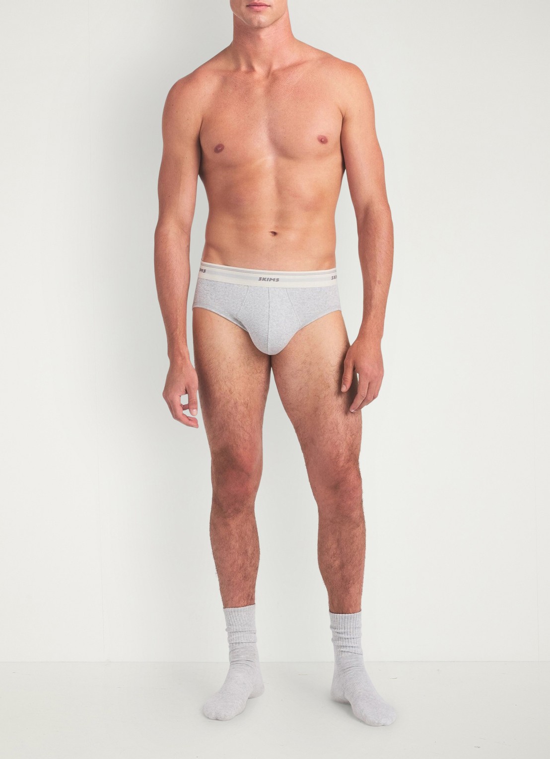 SKIMS Classic Cotton slip met logoband - voorkant 4 grijs