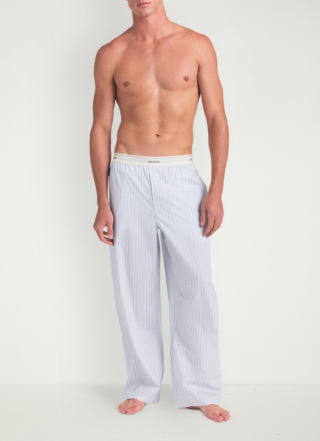 SKIMS Coton Poplin loungebroek met logoband - voorkant 2 blauw