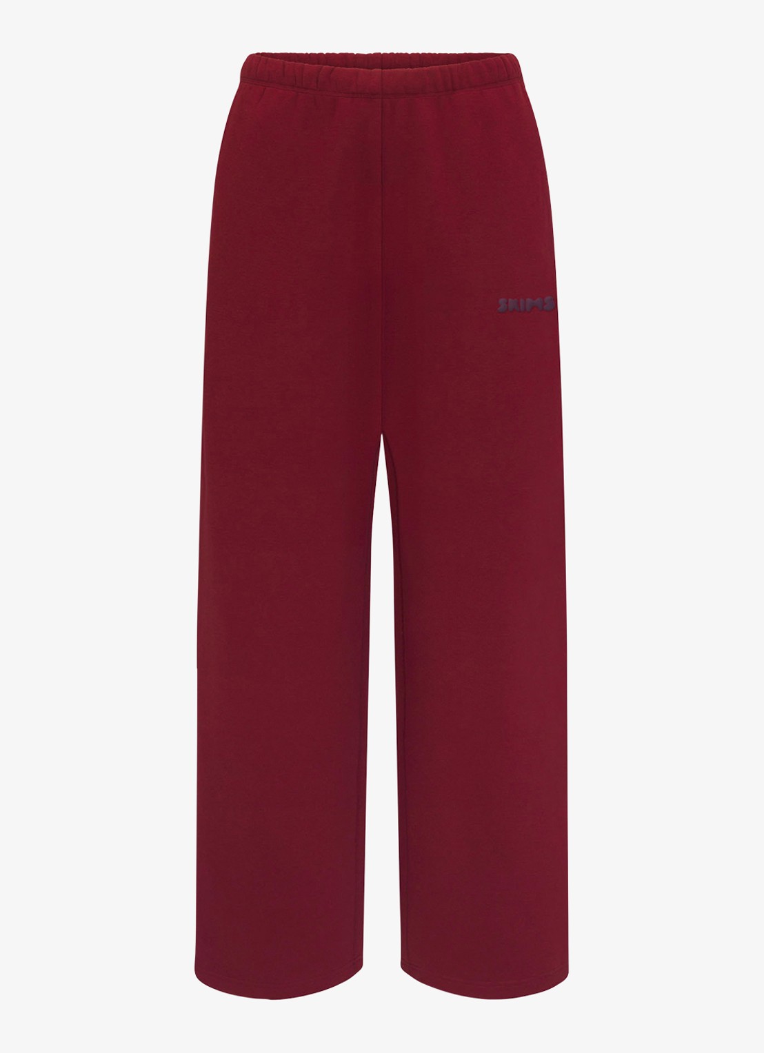 SKIMS Cotton Fleece low waist straight fit joggingbroek met logo - voorkant 2 bordeauxrood