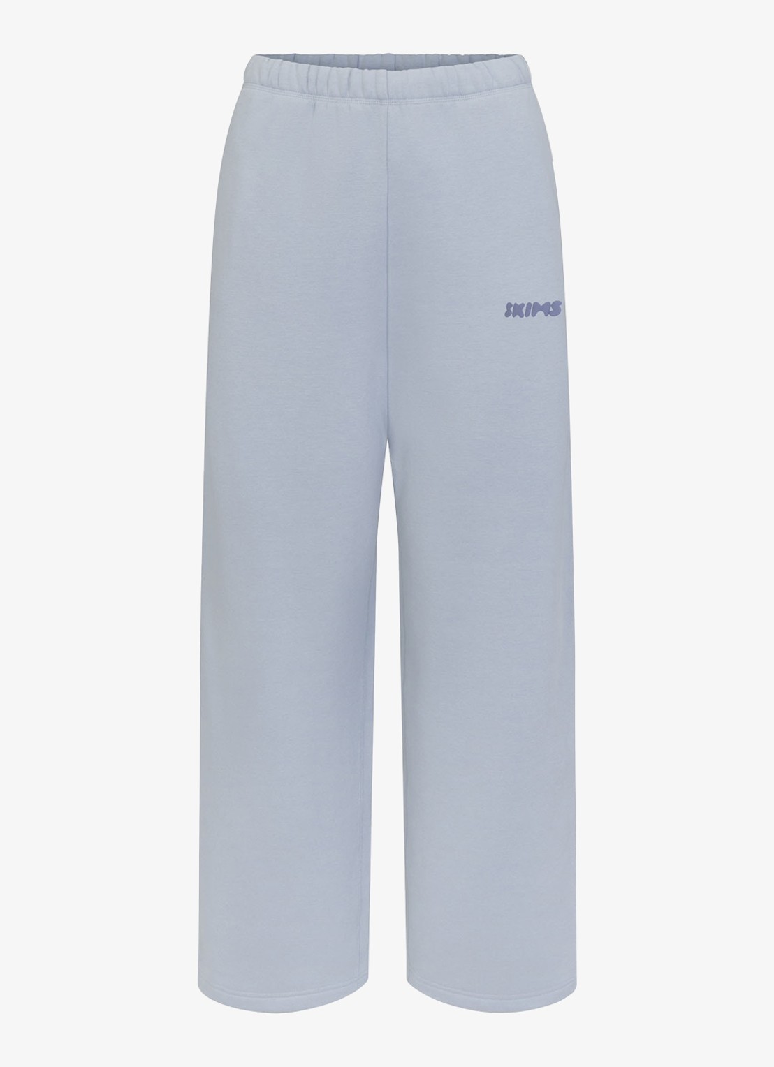 SKIMS Cotton Fleece low waist straight fit joggingbroek met logo - voorkant lichtblauw