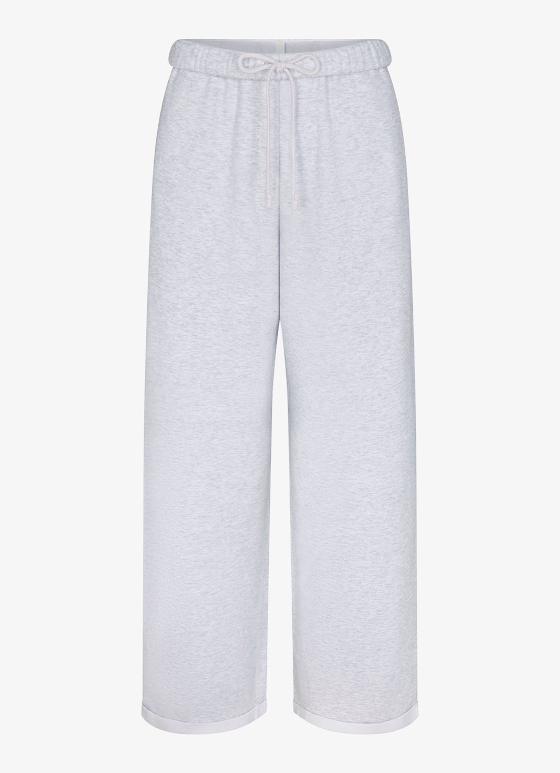 SKIMS Cotton Fleece mid waist straight fit loungebroek met steekzakken - voorkant 4 grijsmele