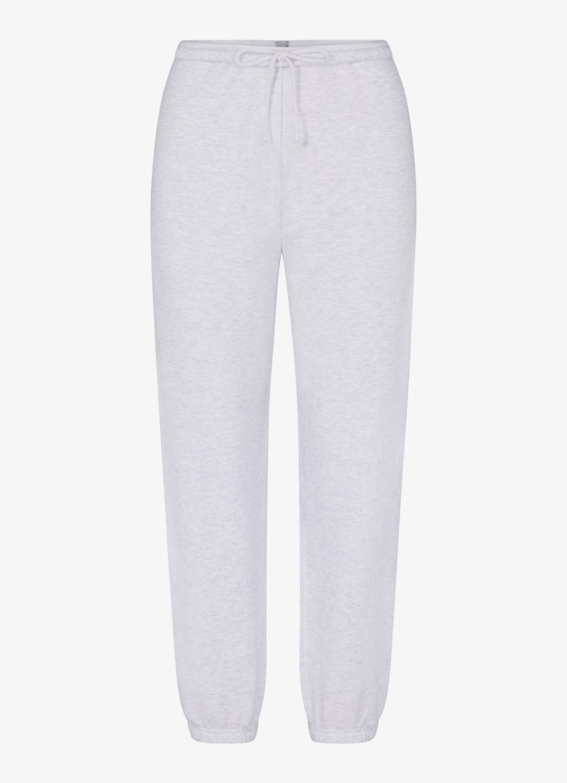 SKIMS Cotton Fleece mid waist tapered fit loungebroek met steekzakken - voorkant 2 grijsmele