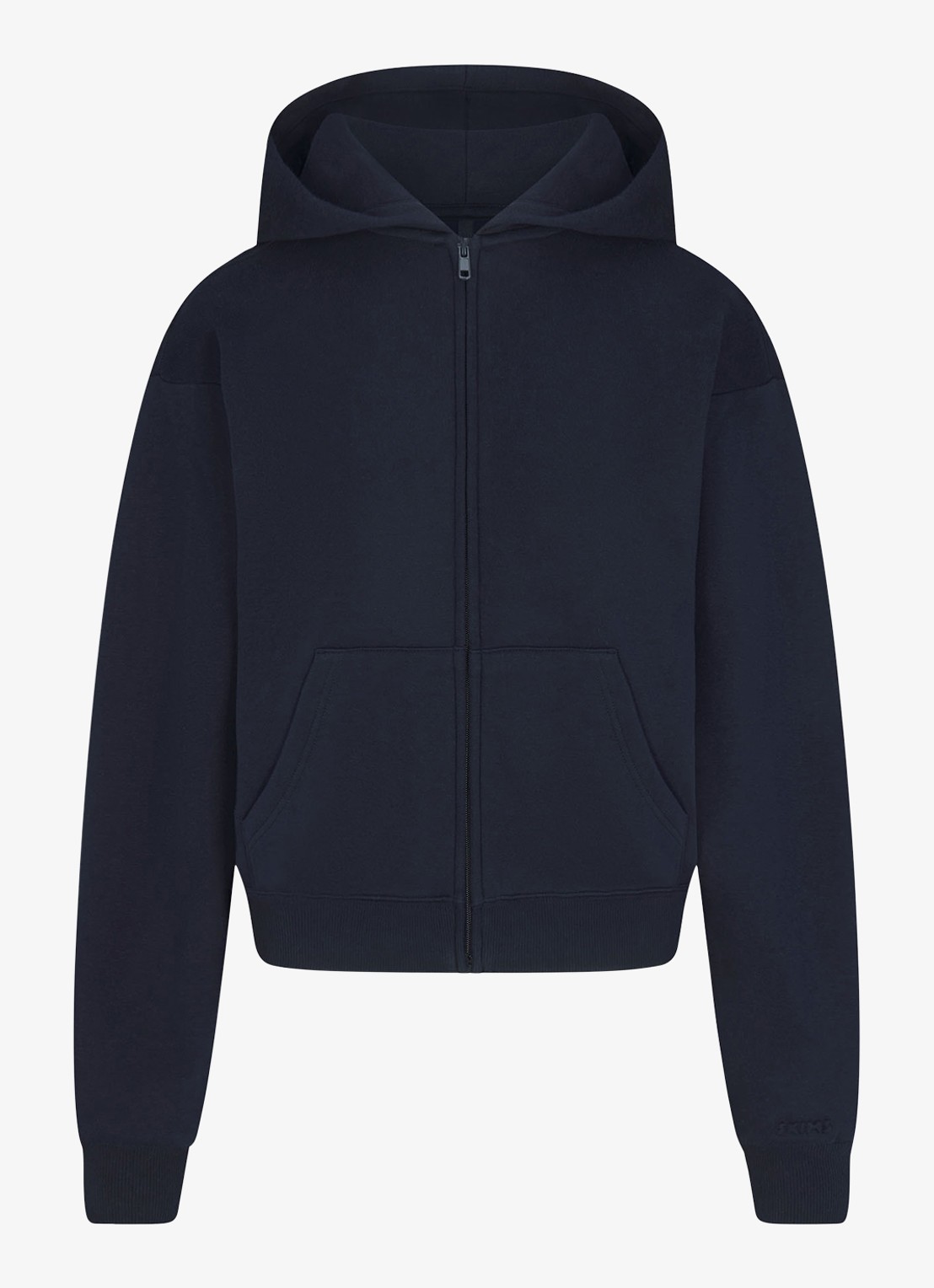 SKIMS Cotton Fleece sweatvest met capuchon - voorkant donkerblauw