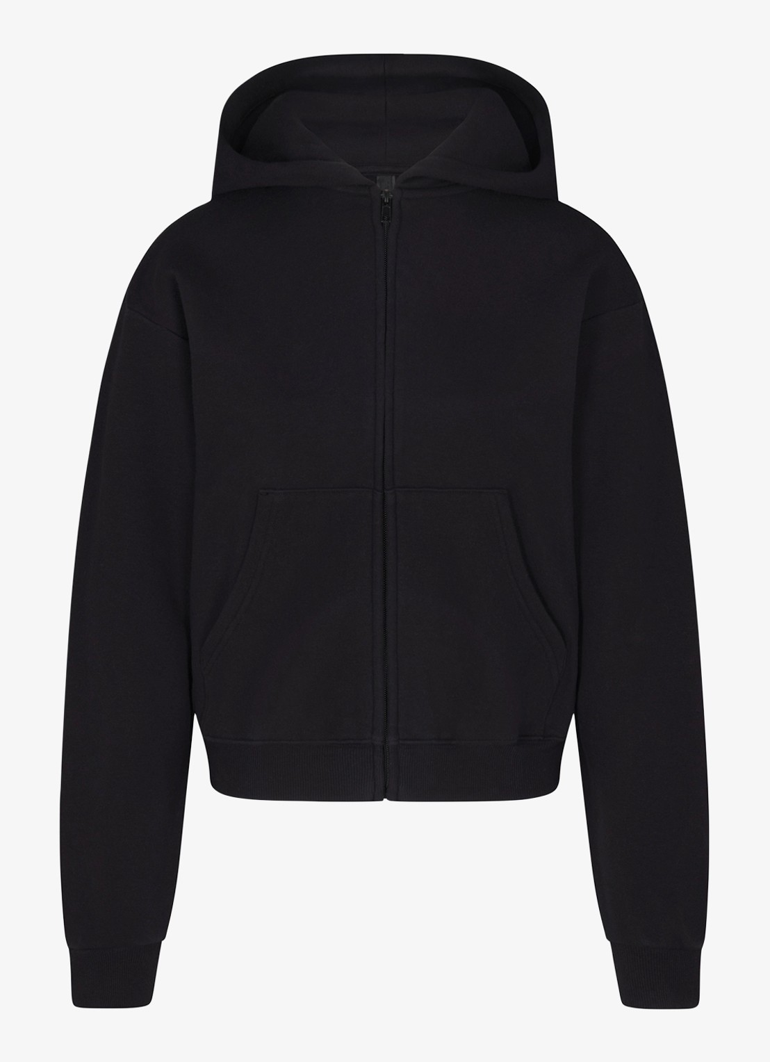 SKIMS Cotton Fleece sweatvest met capuchon - voorkant zwart