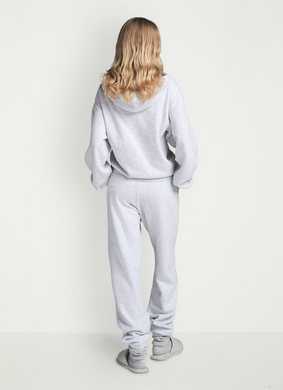 SKIMS Cotton Fleece sweatvest met capuchon - achterkant 3 lichtgrijs