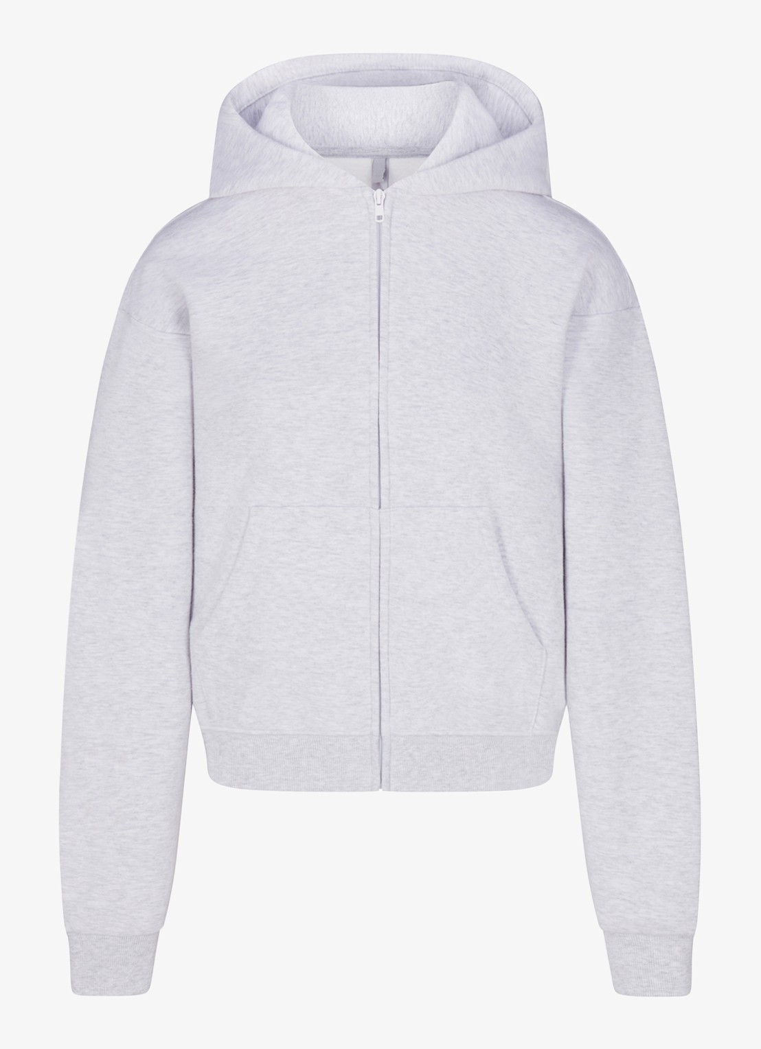 SKIMS Cotton Fleece sweatvest met capuchon - voorkant 4 lichtgrijs