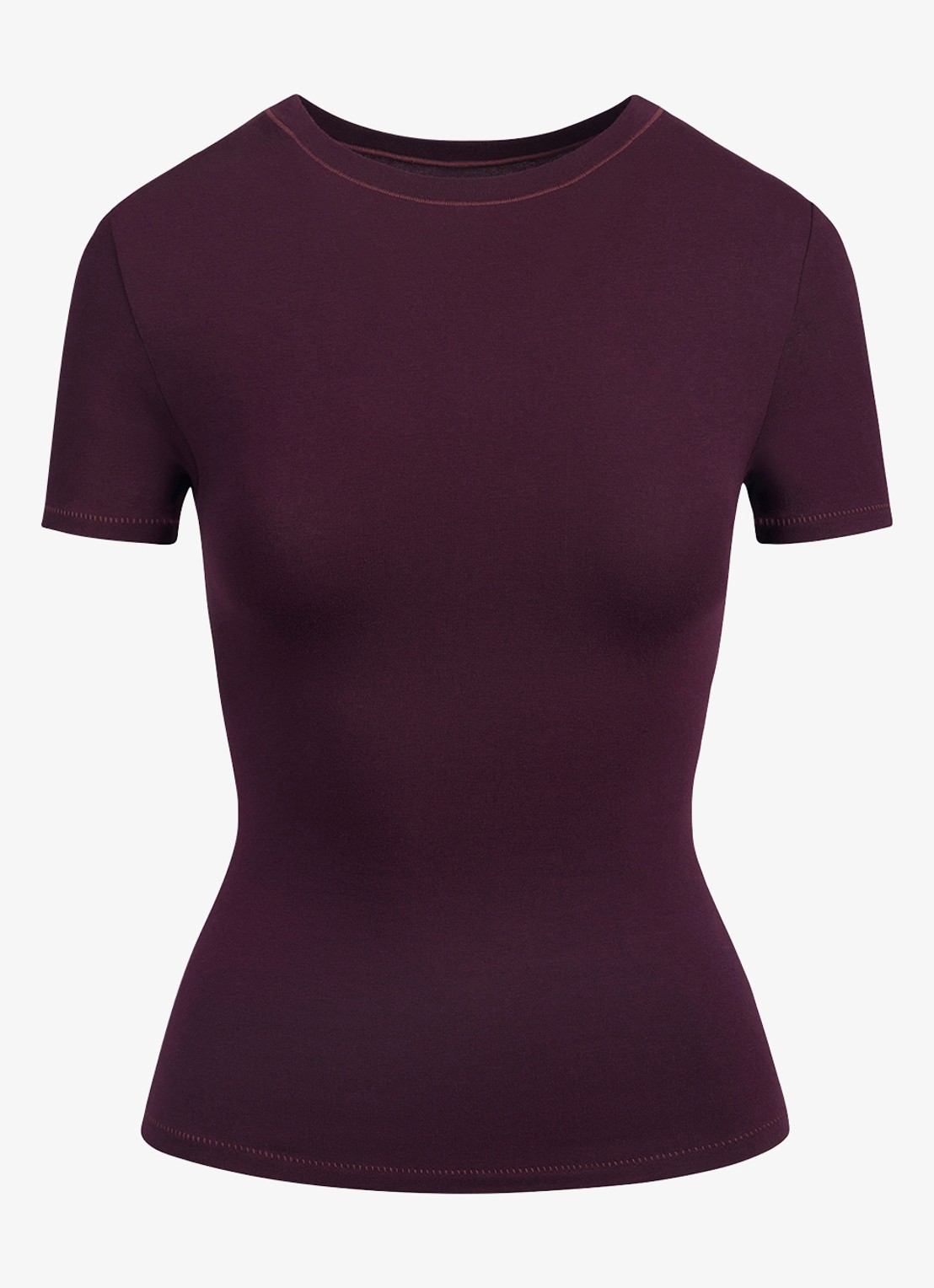SKIMS Cotton Jersey cropped T-shirt met ronde hals - voorkant currant