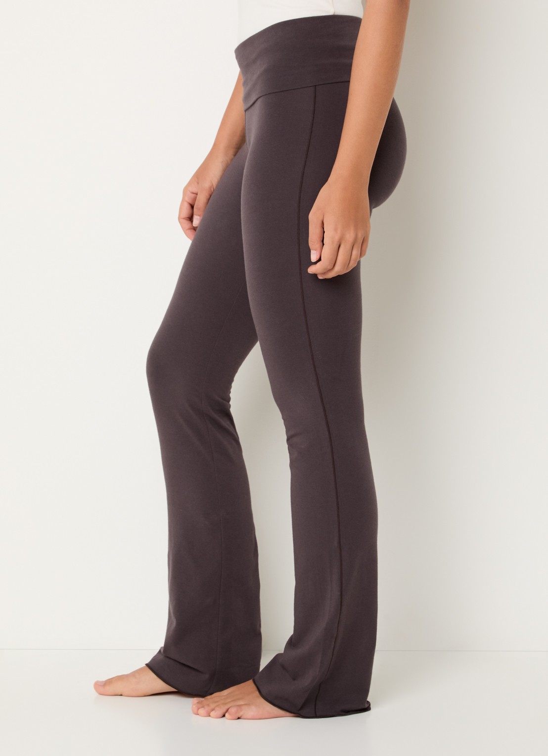 SKIMS Cotton Jersey Foldover mid waist flared fit loungebroek  - detail 2 taupe