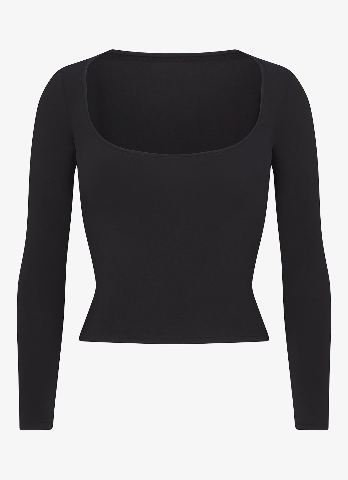 SKIMS Cotton Jersey longsleeve met rechthoekige hals - voorkant zwart