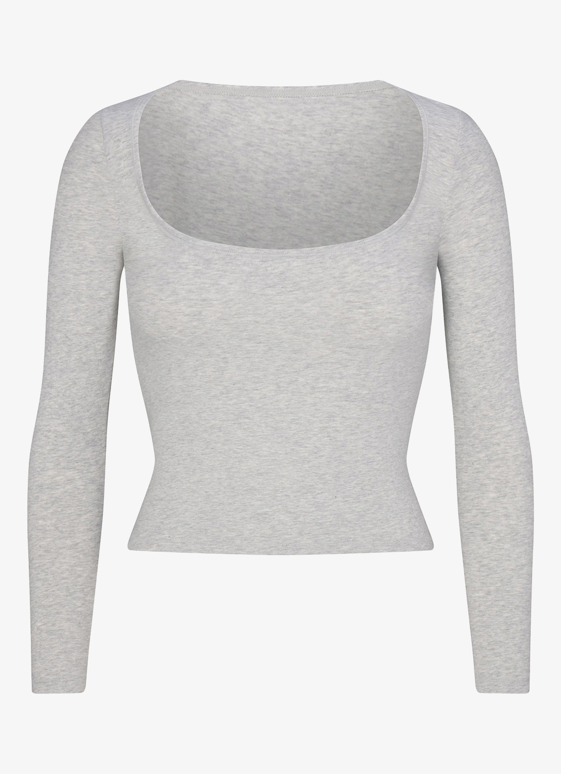 SKIMS Cotton Jersey longsleeve met rechthoekige hals - voorkant lichtgrijs