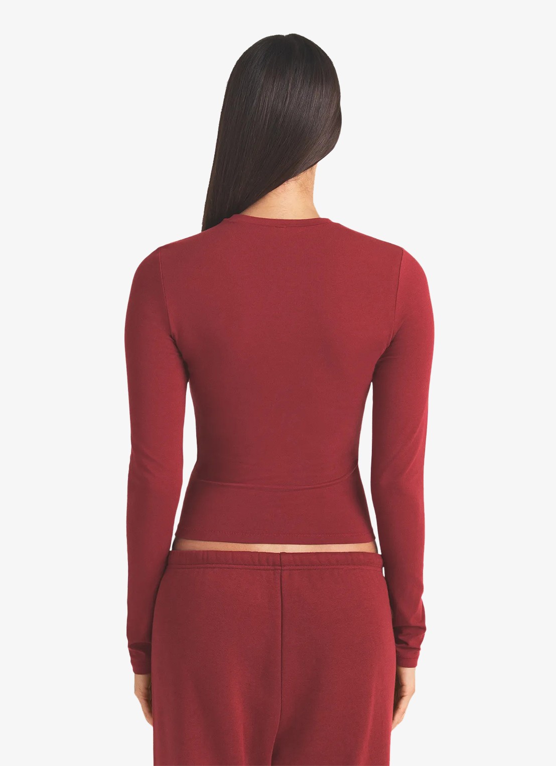 SKIMS Cotton Jersey longsleeve met stretch - achterkant 7 bordeauxrood