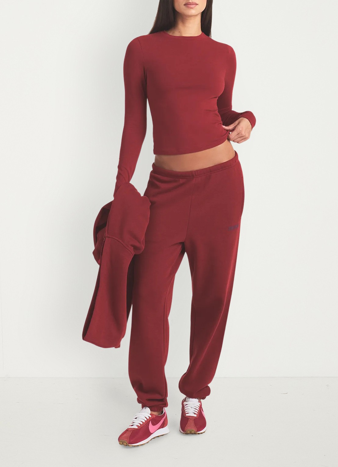 SKIMS Cotton Jersey longsleeve met stretch - detail 2 bordeauxrood