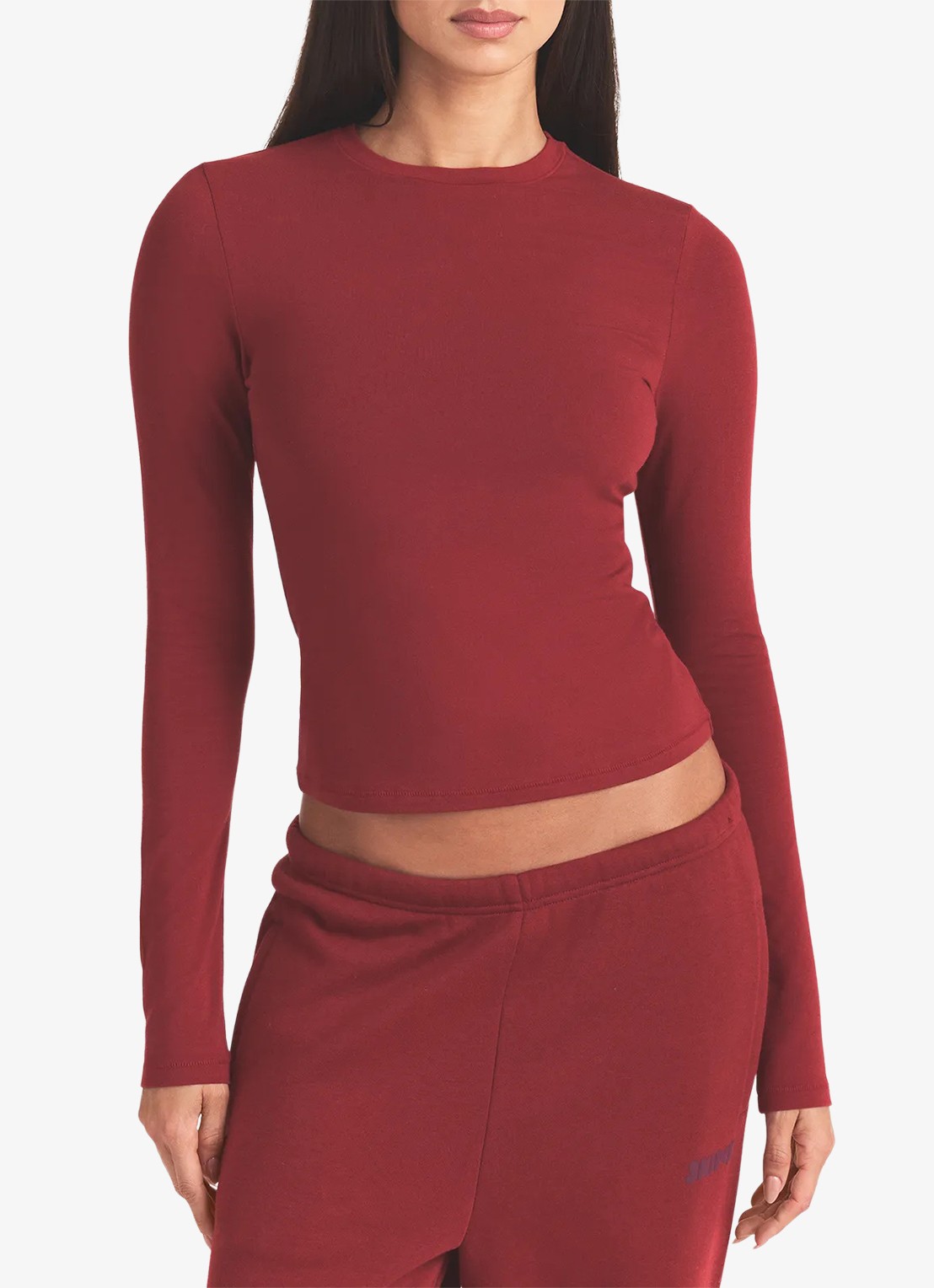 SKIMS Cotton Jersey longsleeve met stretch - detail 3 bordeauxrood